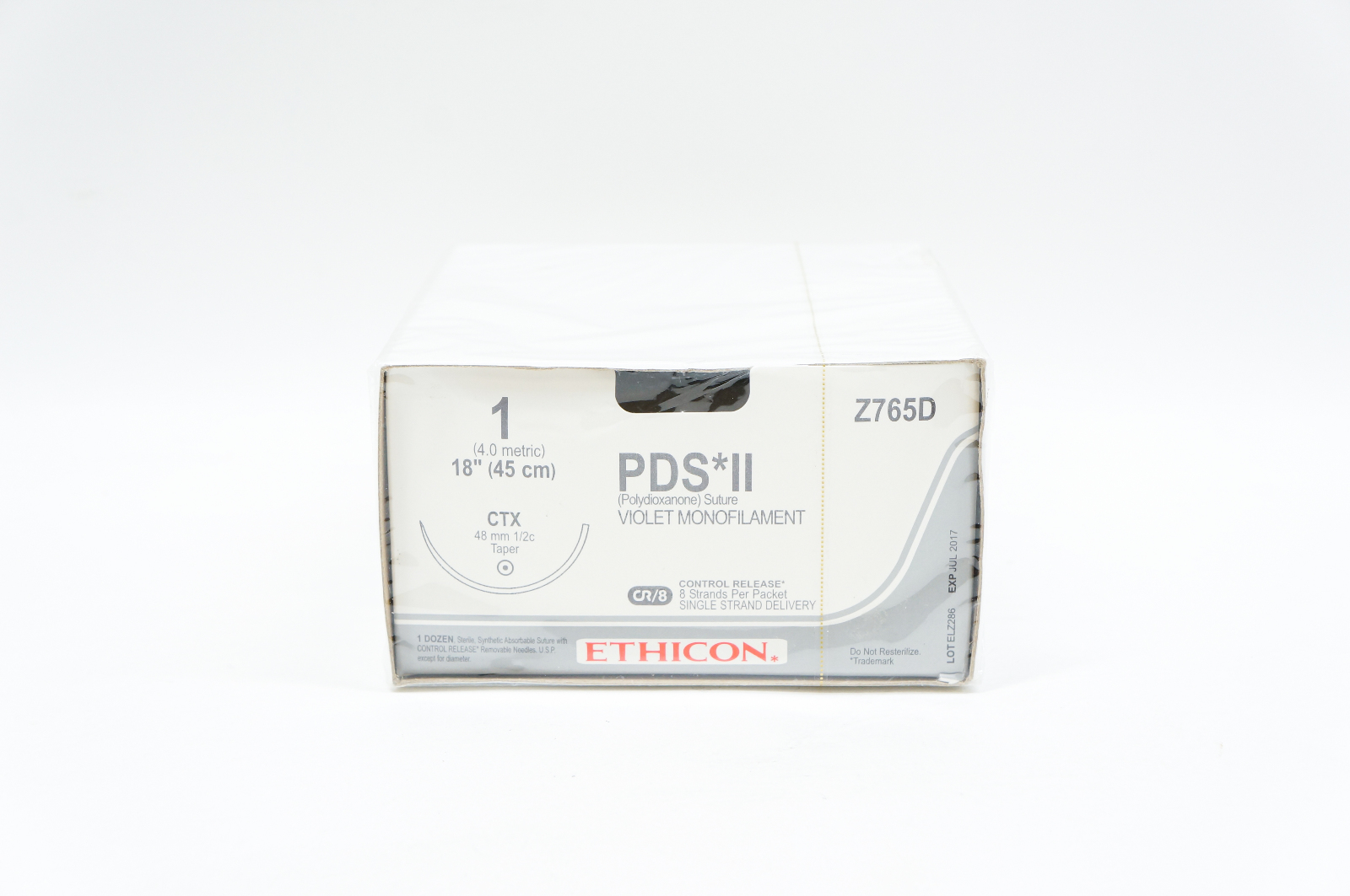 Ethicon Z765D 1 PDS II, CTX, 48mm 1/2c Taper, 18inch (x) - Box of 12