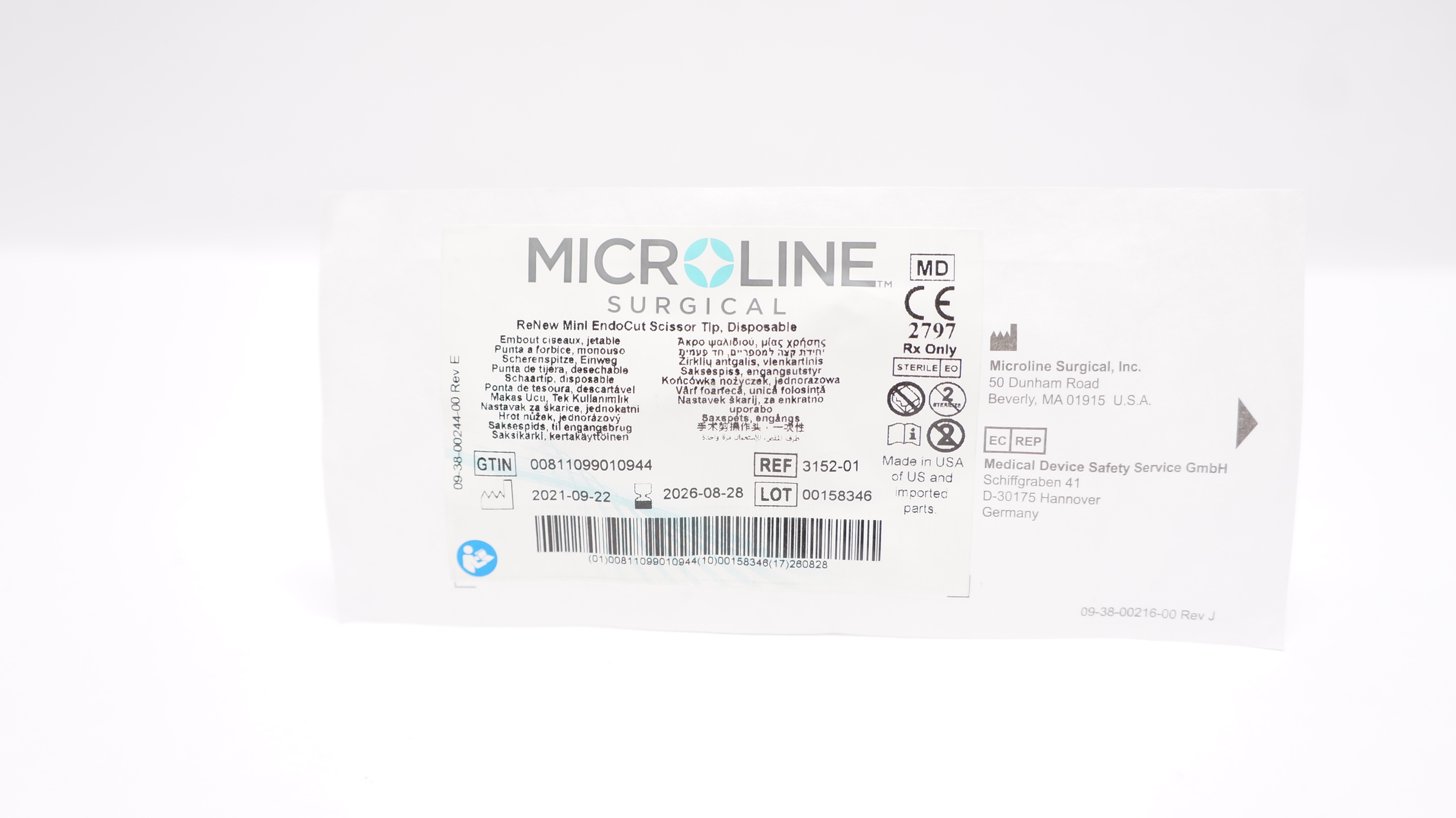 Microline Microline Surgical 3152-01 Renew Disposable Mini EndoCut Scissor Tip