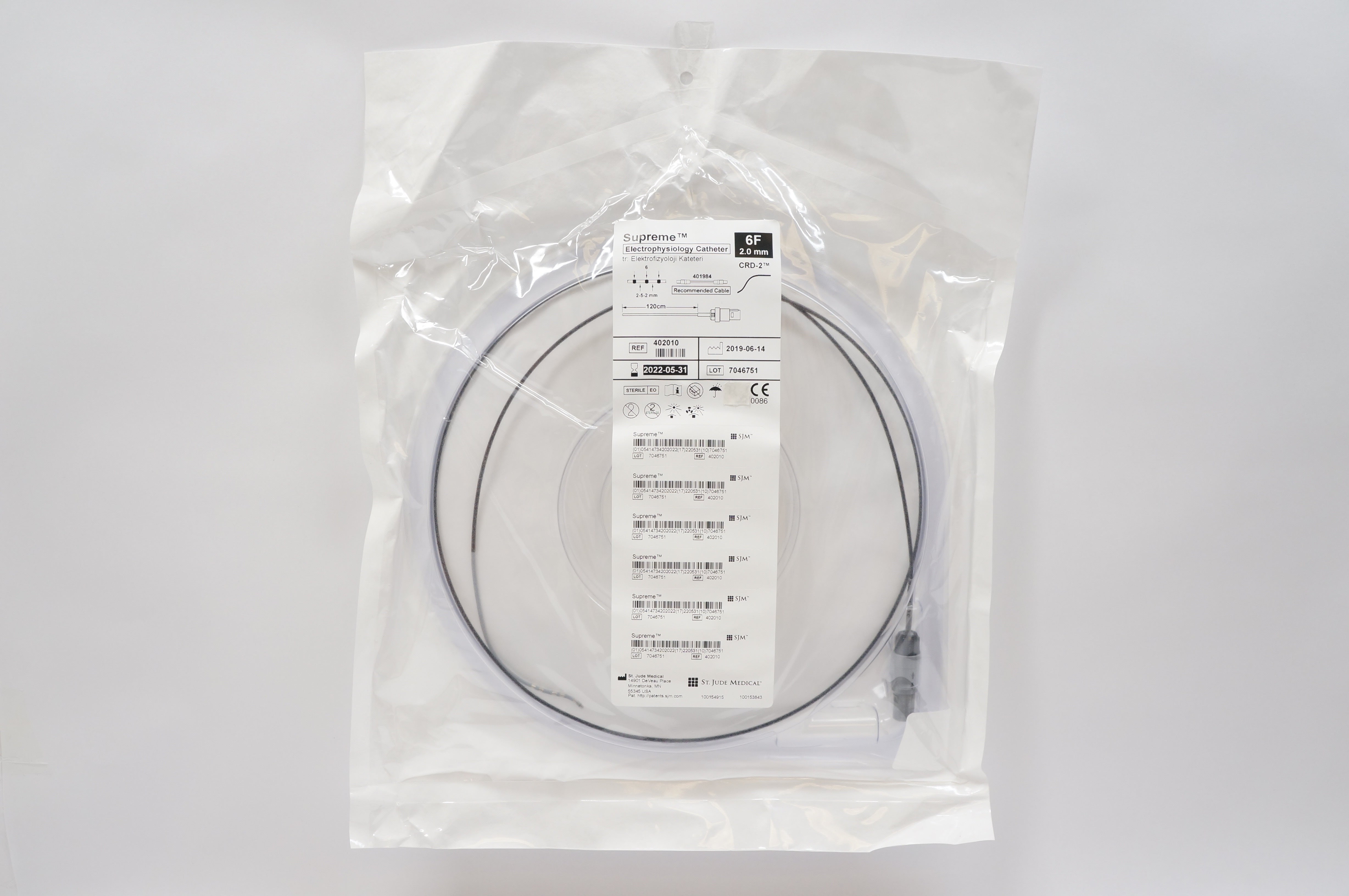St. Jude Medical 402010 CRD-2 Supreme Electrophysiology C a t h 6F 2.0mm