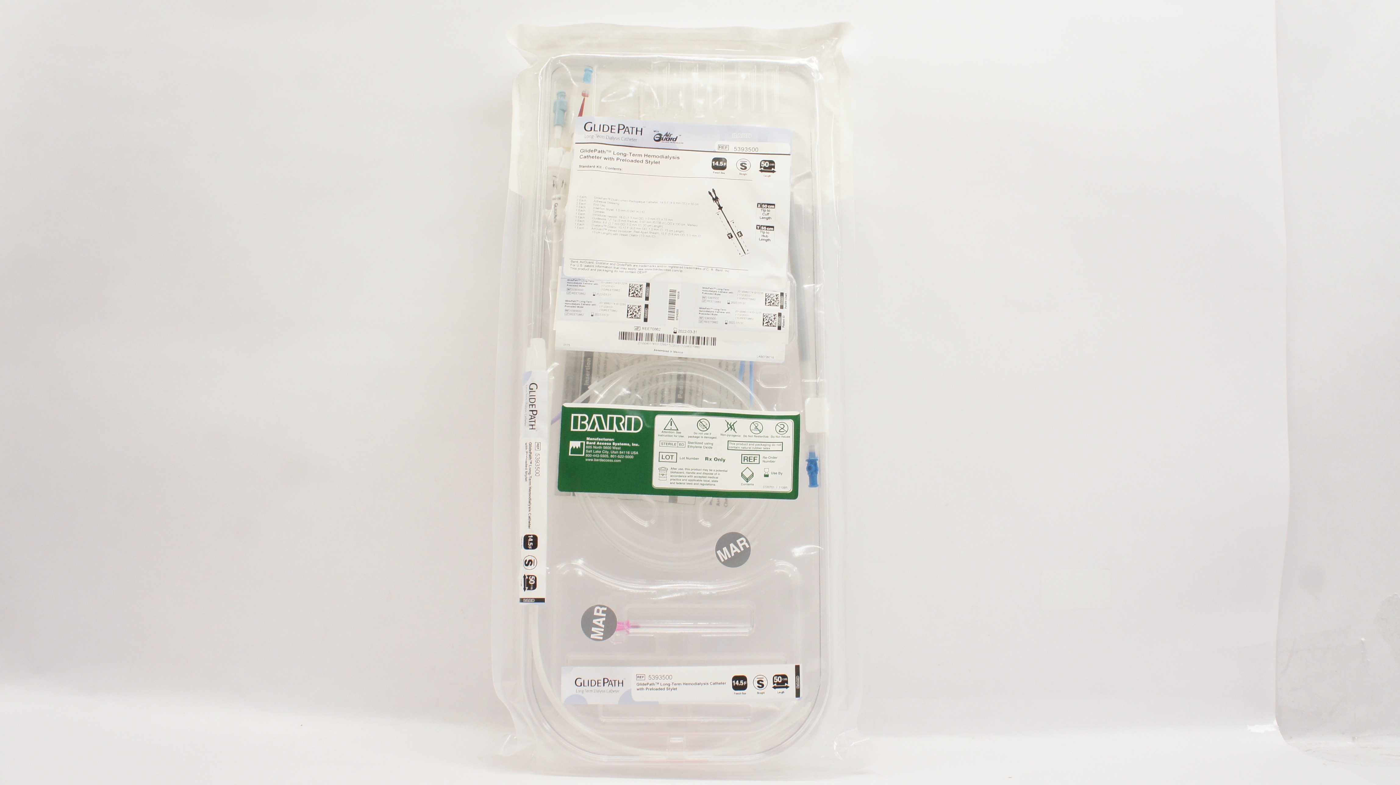 Bard 5393500 GlidePath AirGuard Long-Term Hemodialysis Cath.14.5F x 50cm (x)
