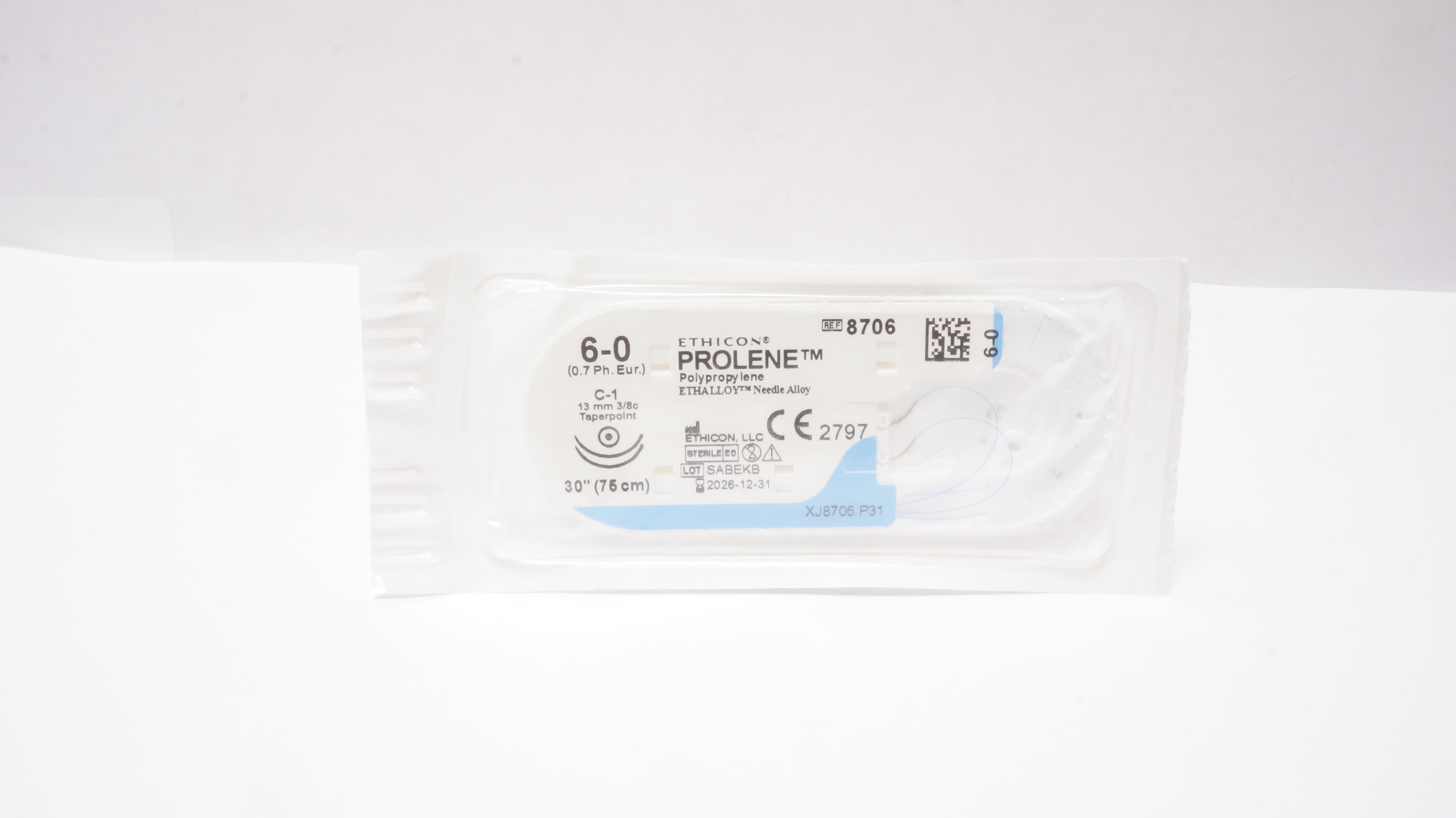 Ethicon 8706 6-0 PROLENE Polypropylene Stre C-1 13mm 3/8c Taperpoint, 30inch