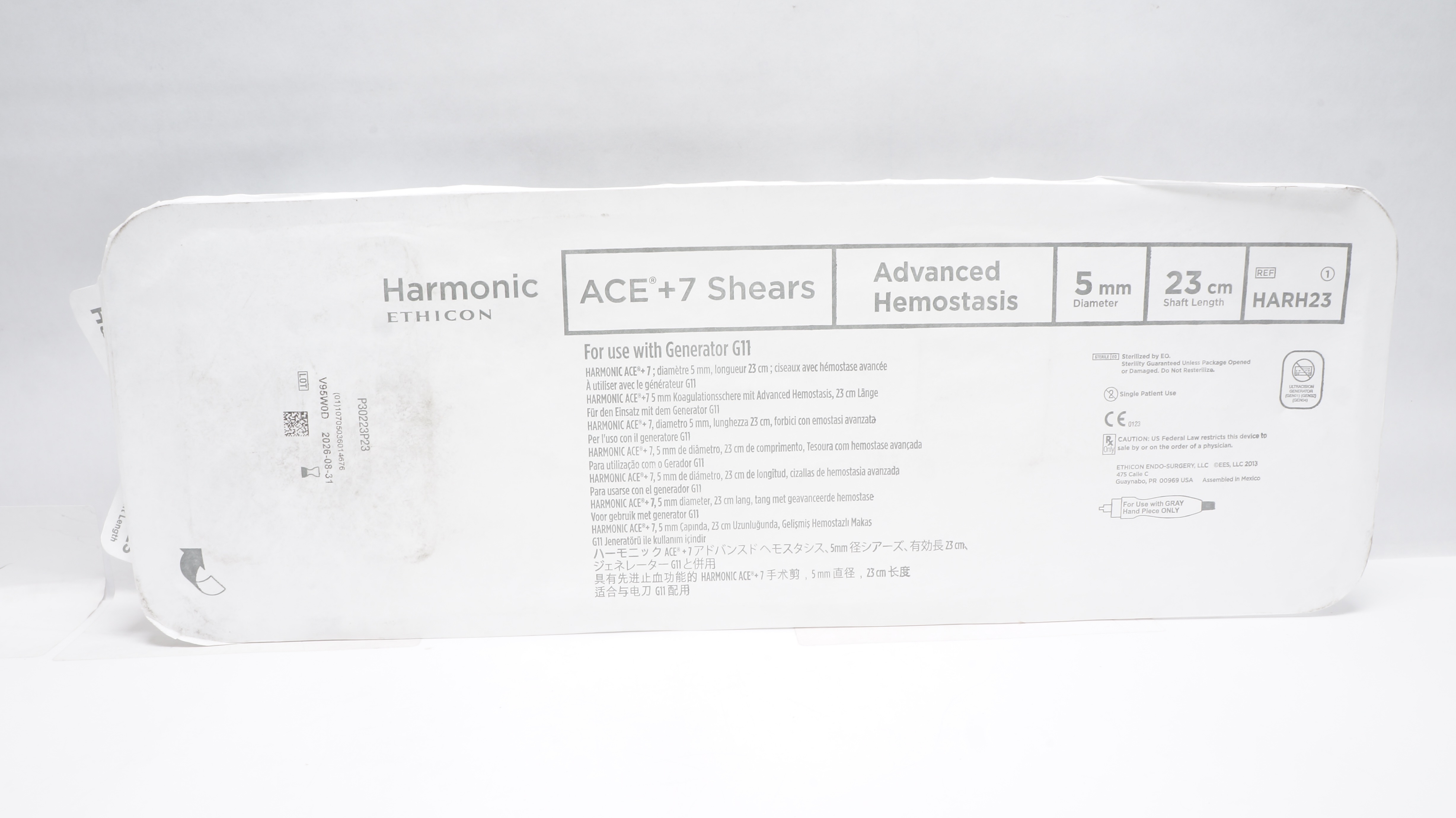 Ethicon HARH23 Harmonic ACE+7 Shears with Advanced Hemostasis 5mm x 23cm