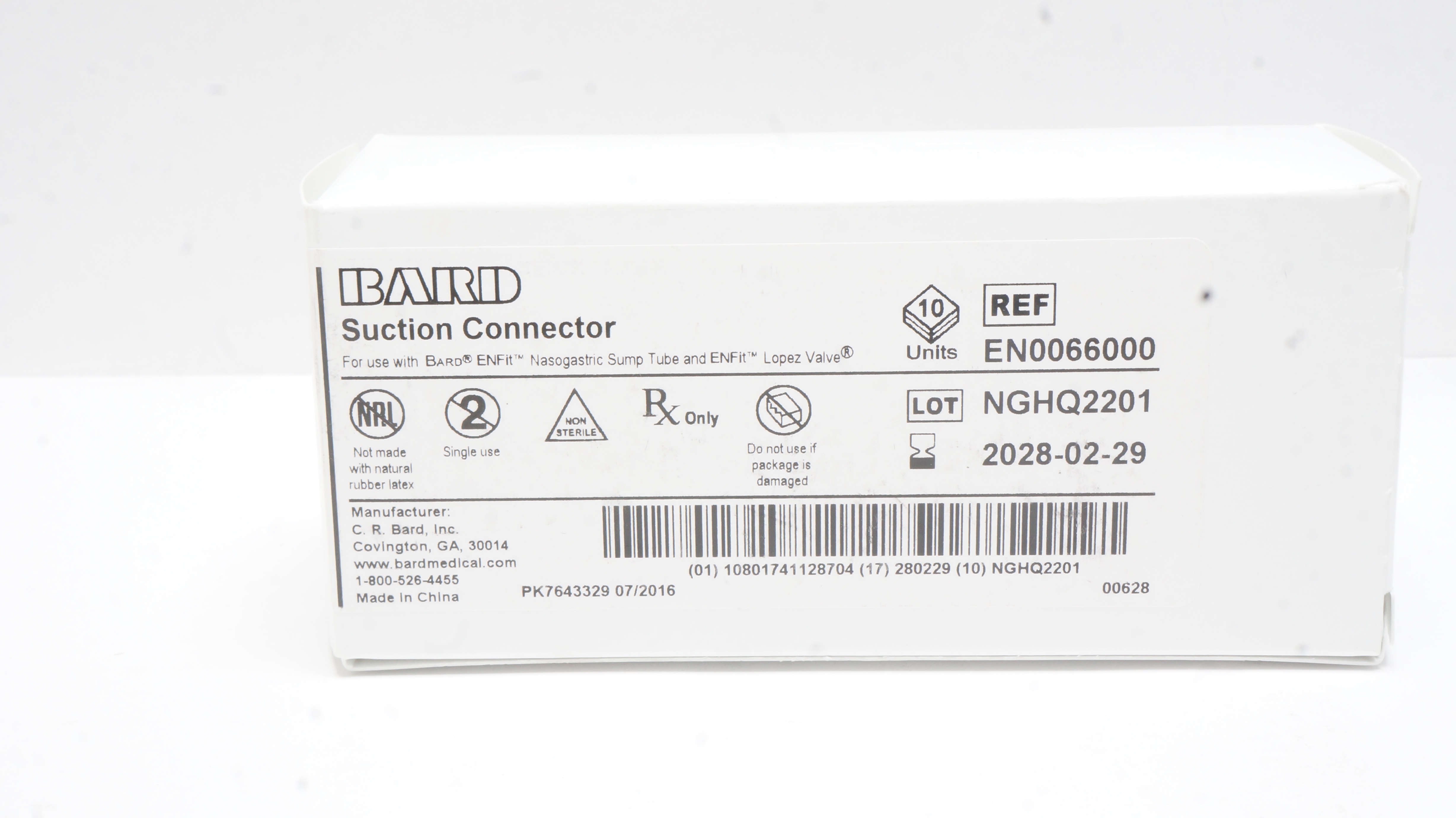 Bard EN0066000 Suction Connector - Box of 9