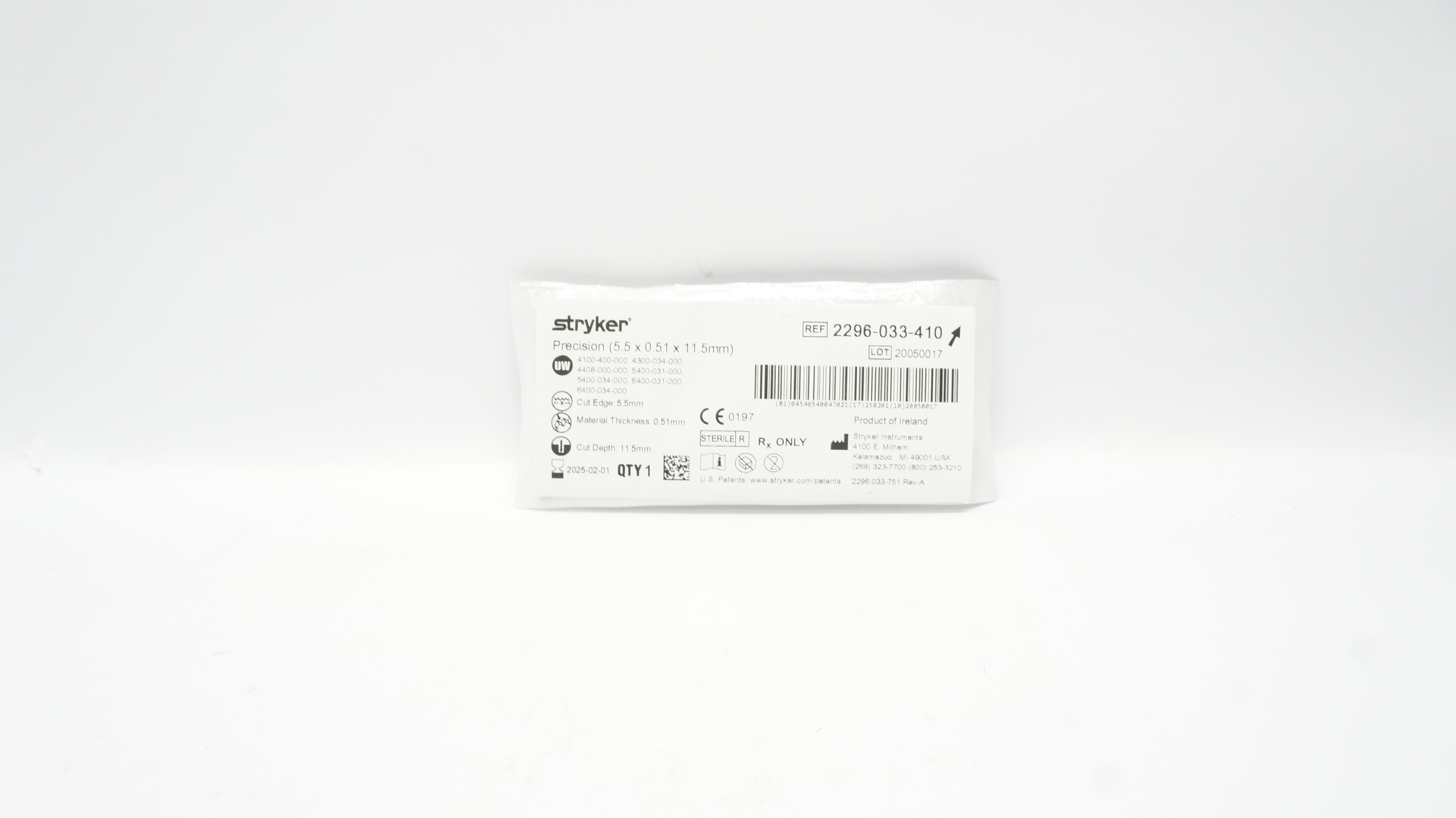 Stryker 2296-033-410 Precision 5.5 x 0.51 x 11.5mm (x)