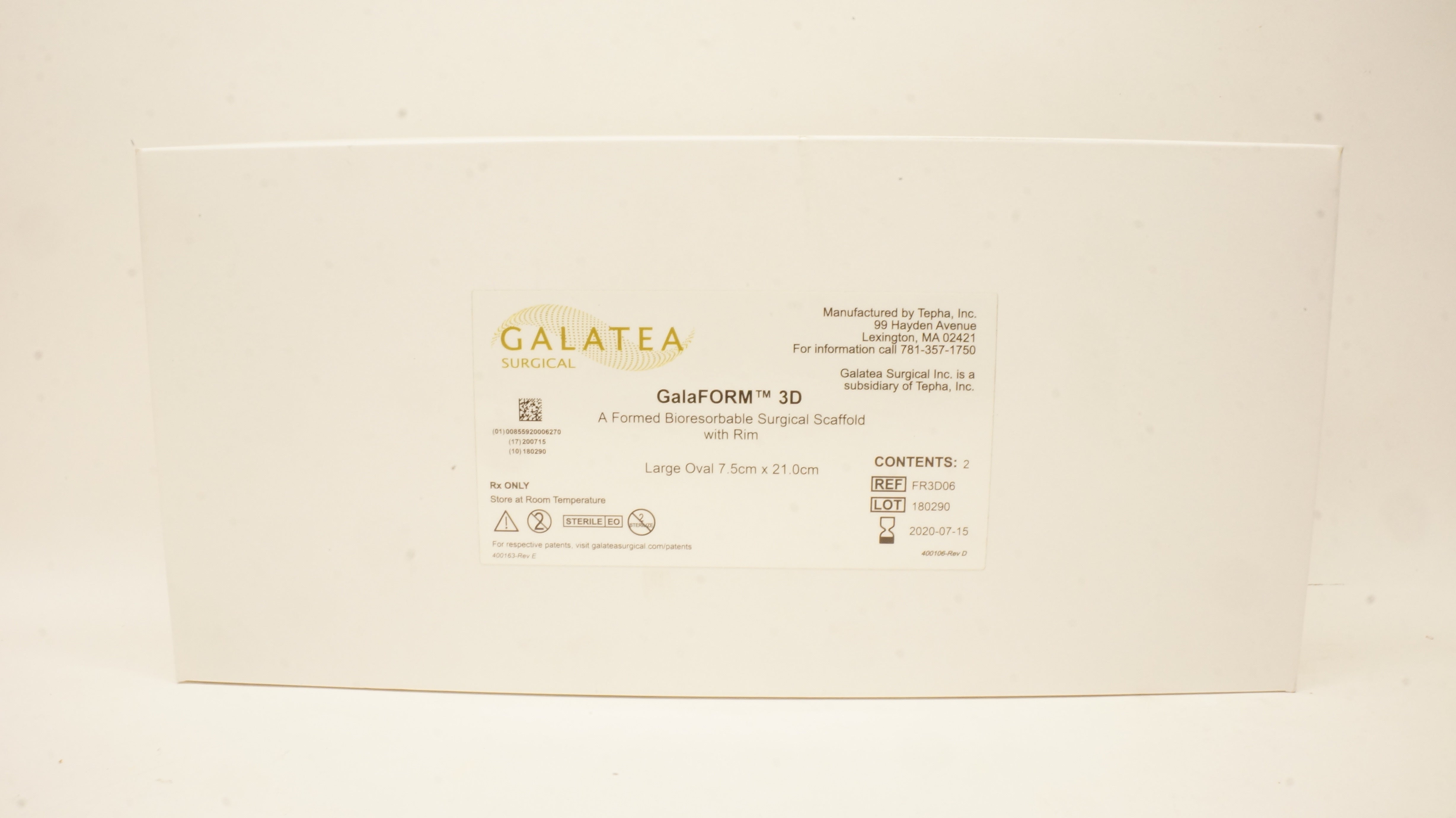 Galatea FR3D06 GalaForm 3D Formed Surgical Scaffold 7.5 x 21.0cm(x