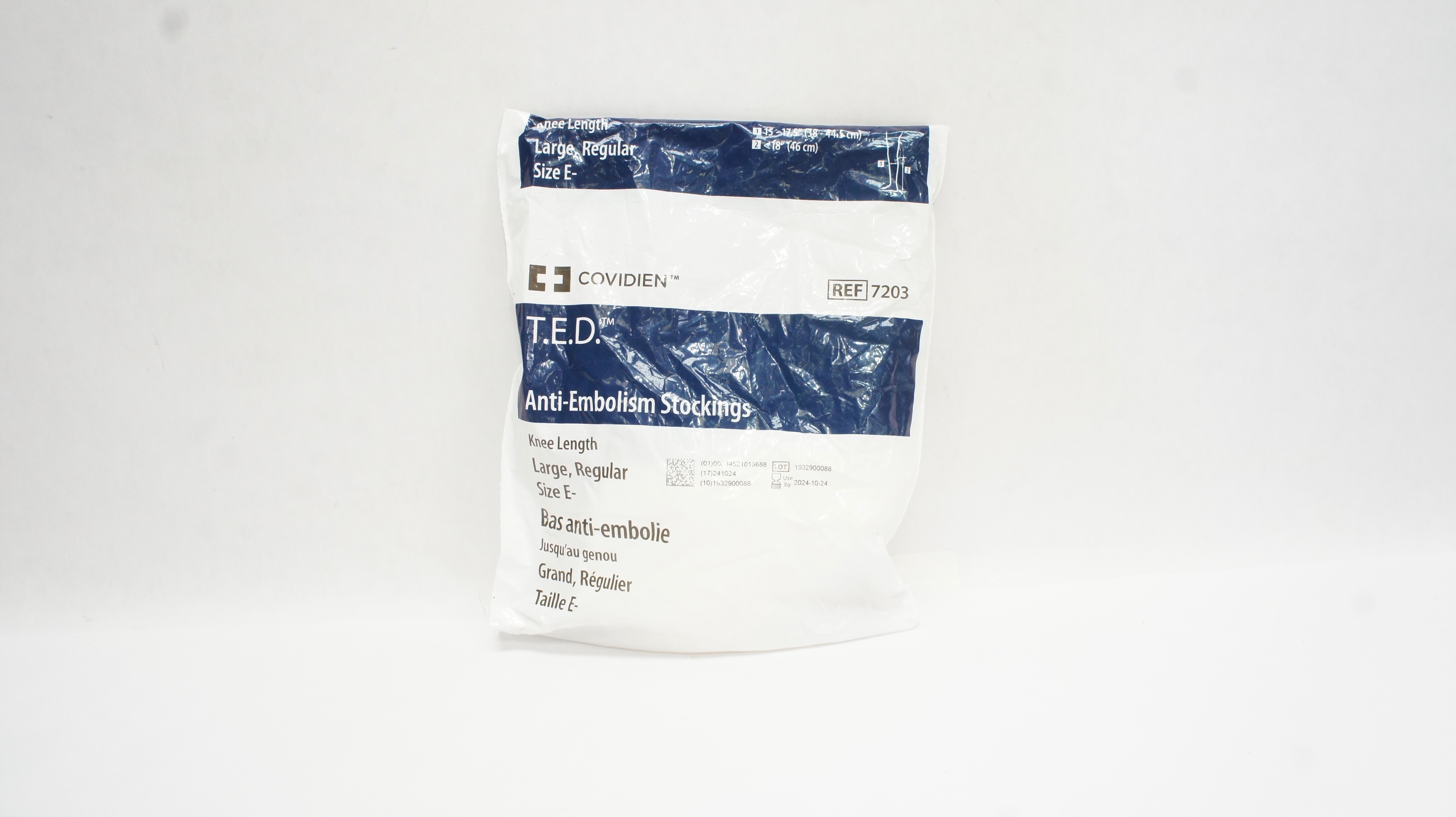 Covidien 7203 T.E.D. Anti-Embolism Stockings Knee Length Large, Regular, Size E-