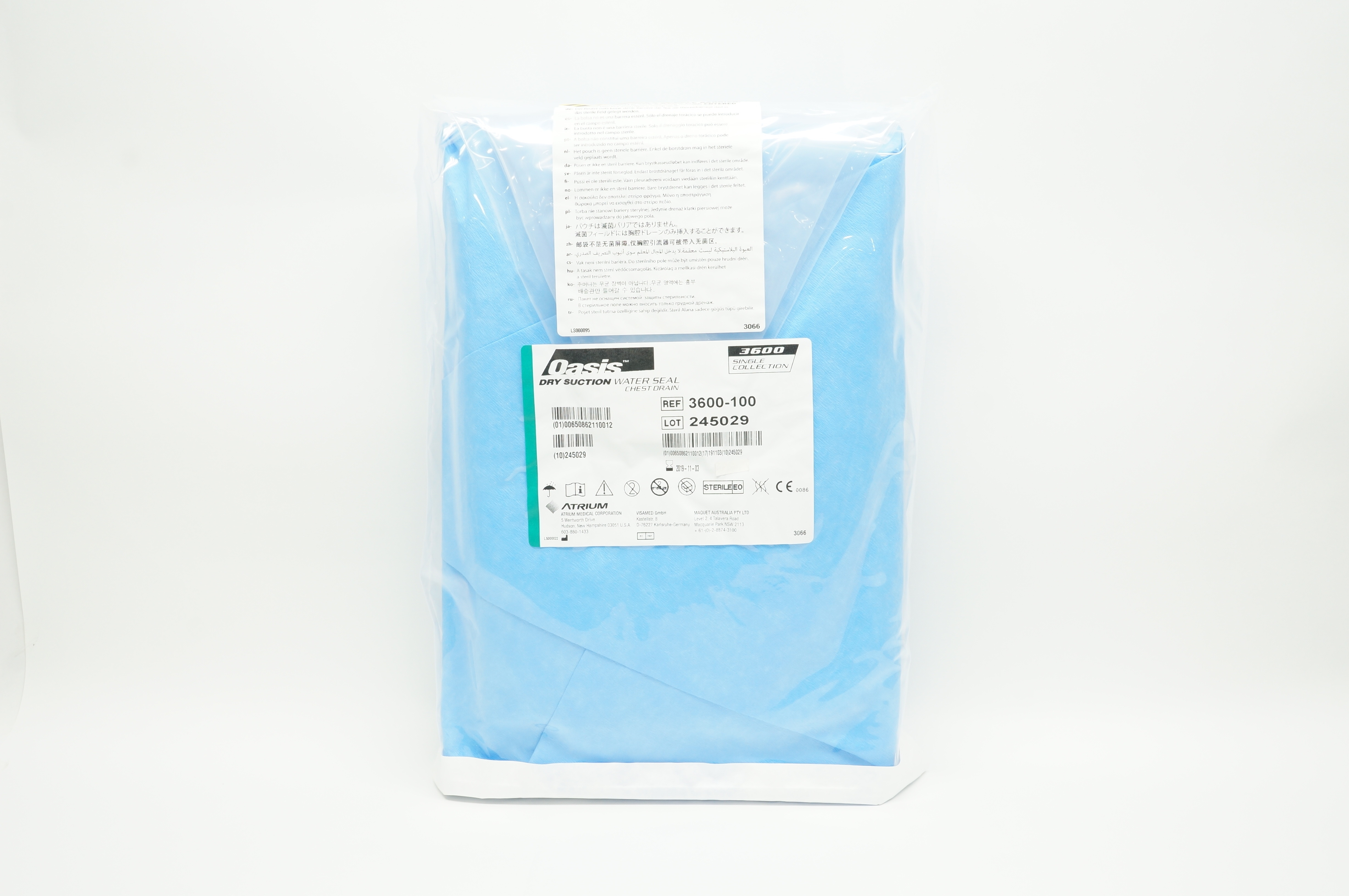 Atrium 3600-100 Oasis Dry Suction Water Seal Chest Drain (x)