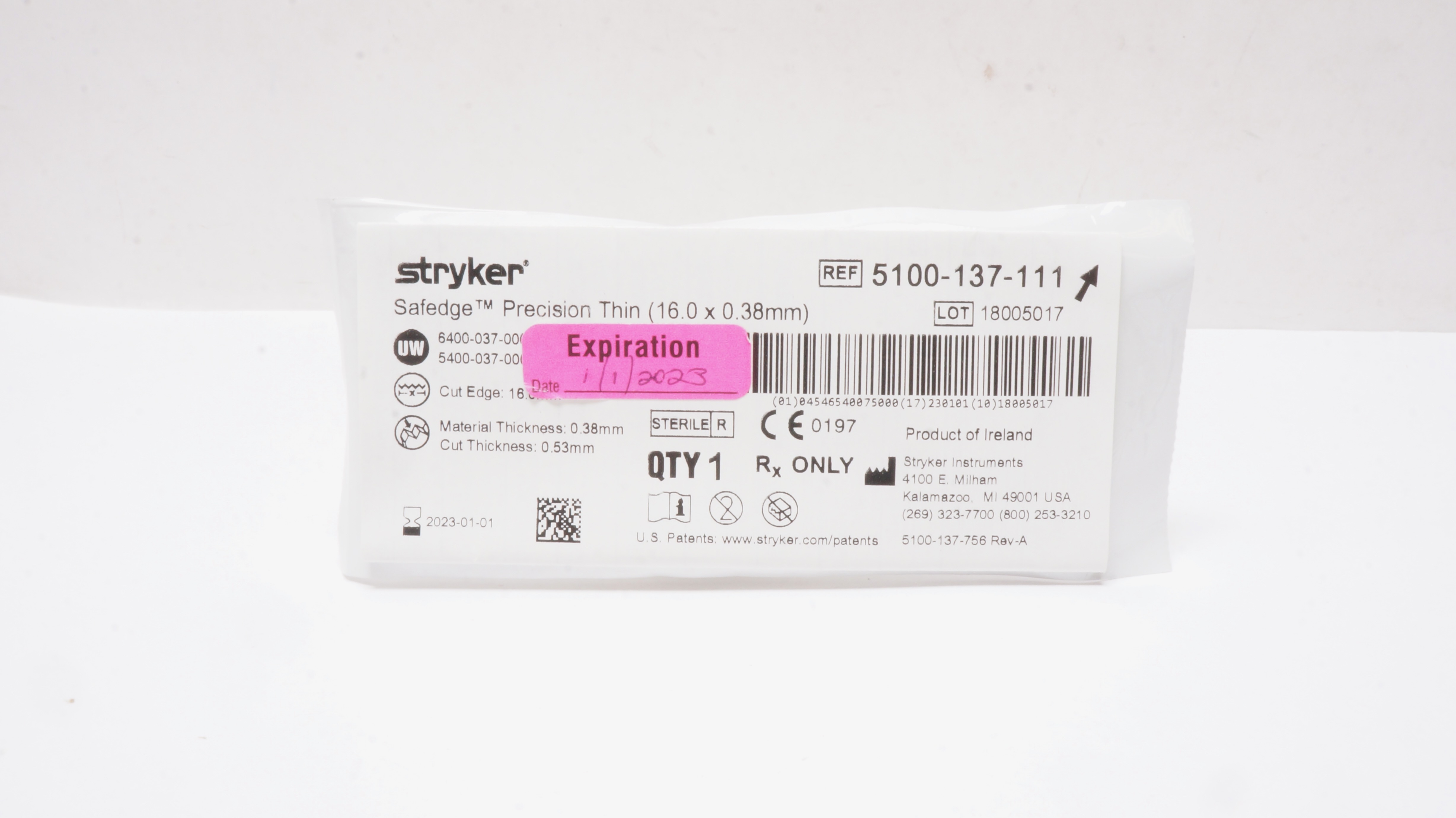 Stryker 5100-137-111 Safedge Precision Thin 16.0 x 0.38mm (x)