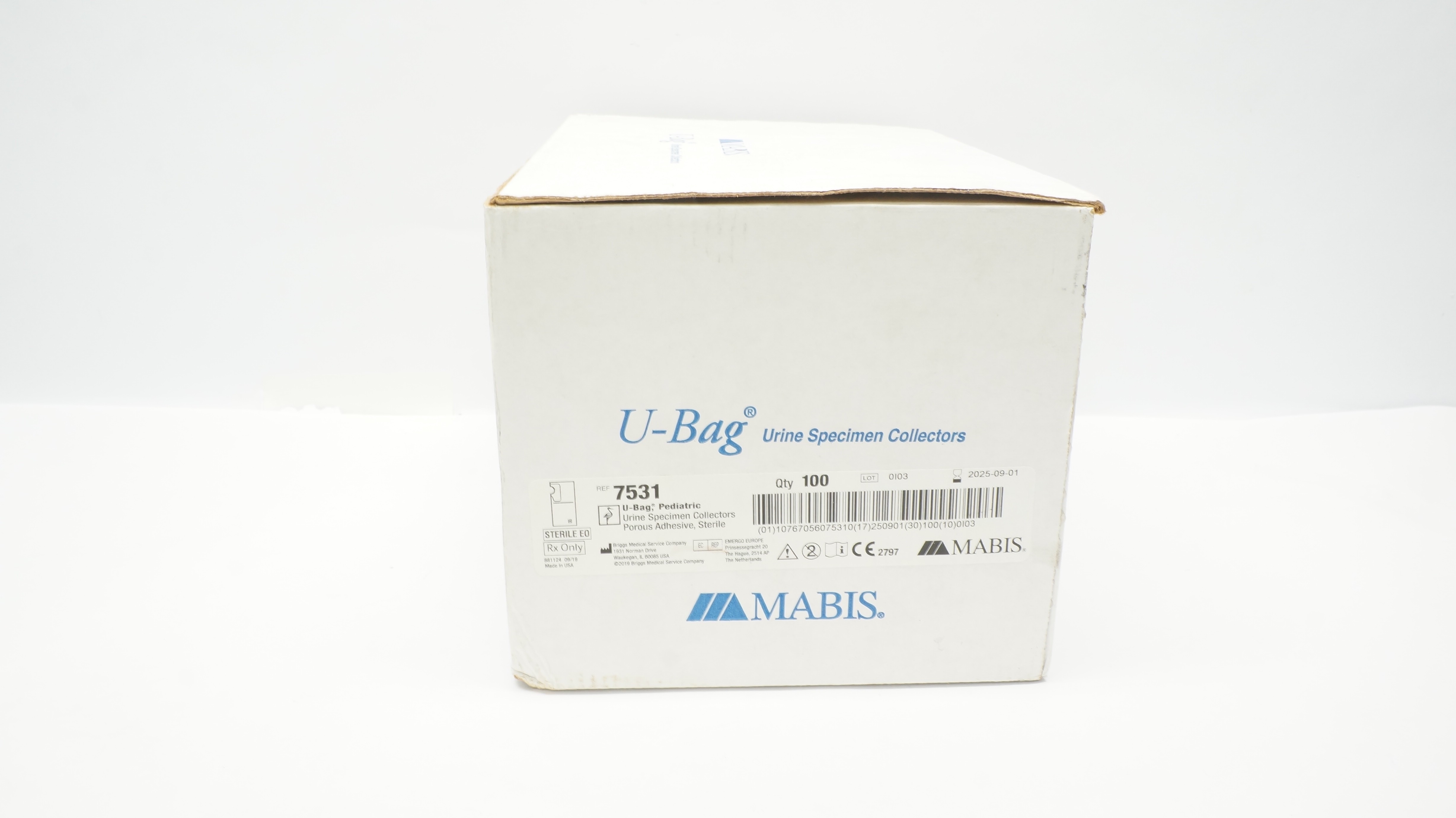 Briggs 7531 Mabis U-Bag Pediatric Urine Specimen Collectors - Box of 68