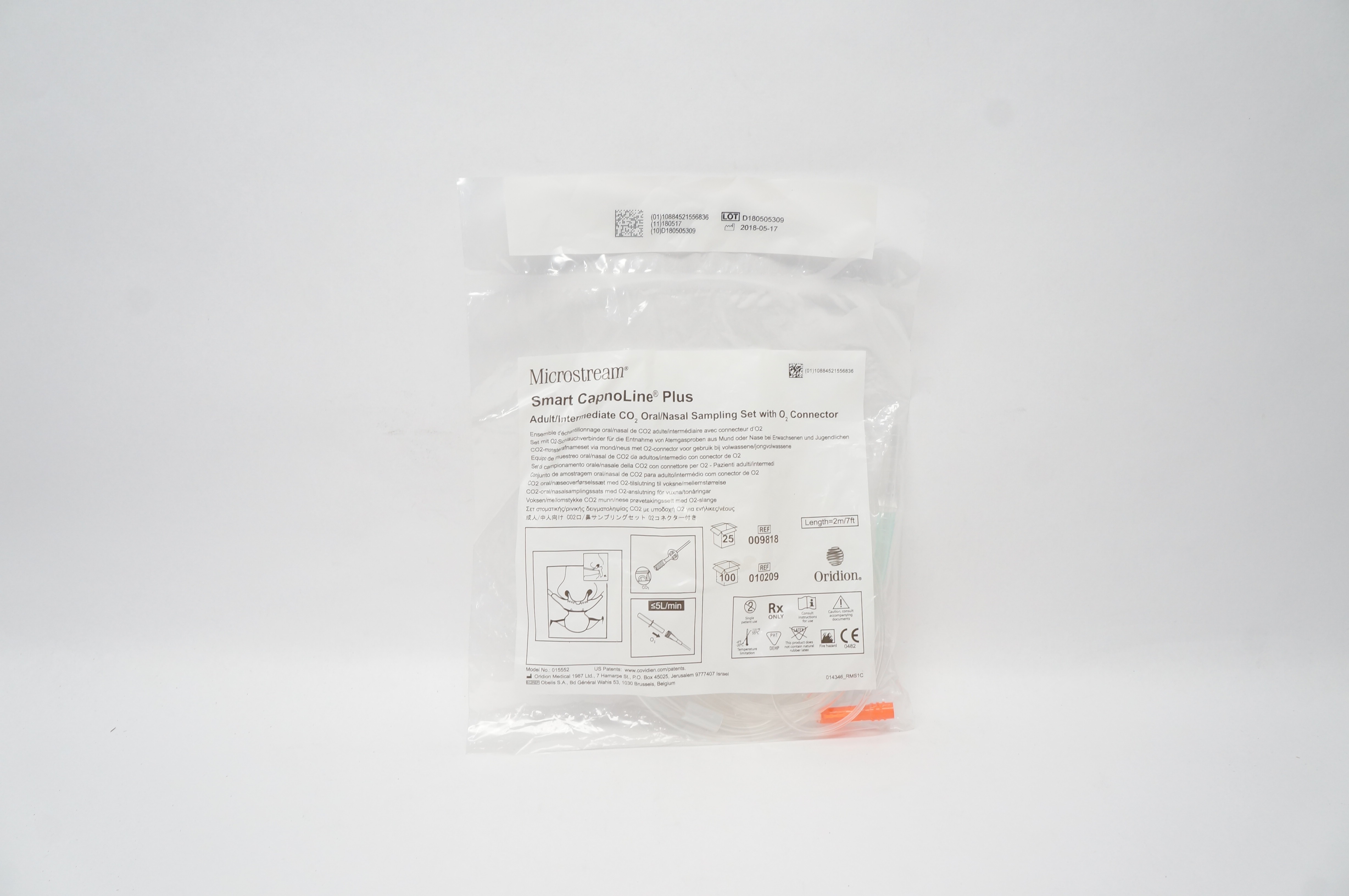 Oridion 009818/010209 Smart CapnoLine Adult/Intermediate CO2 Oral/Nasal Set 7ft.