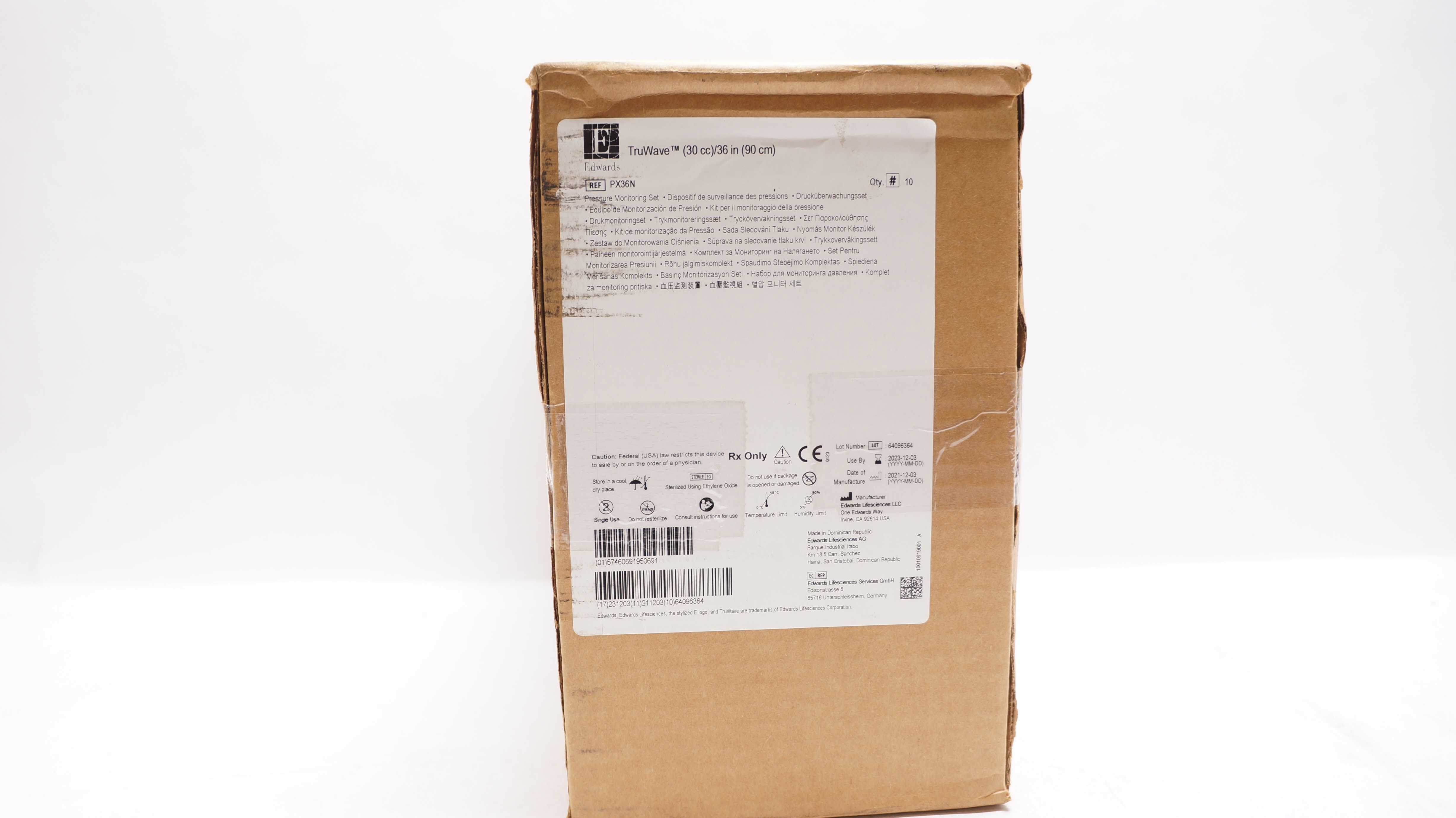 Edwards Lifesciences PX36N TruWave Pressure Monitoring Set 36inch - Case of 10