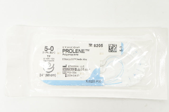 Ethicon 8205 5-0 Prolene Polypropylene Stre TF 13mm 1/2c Taperpoint, 24inch