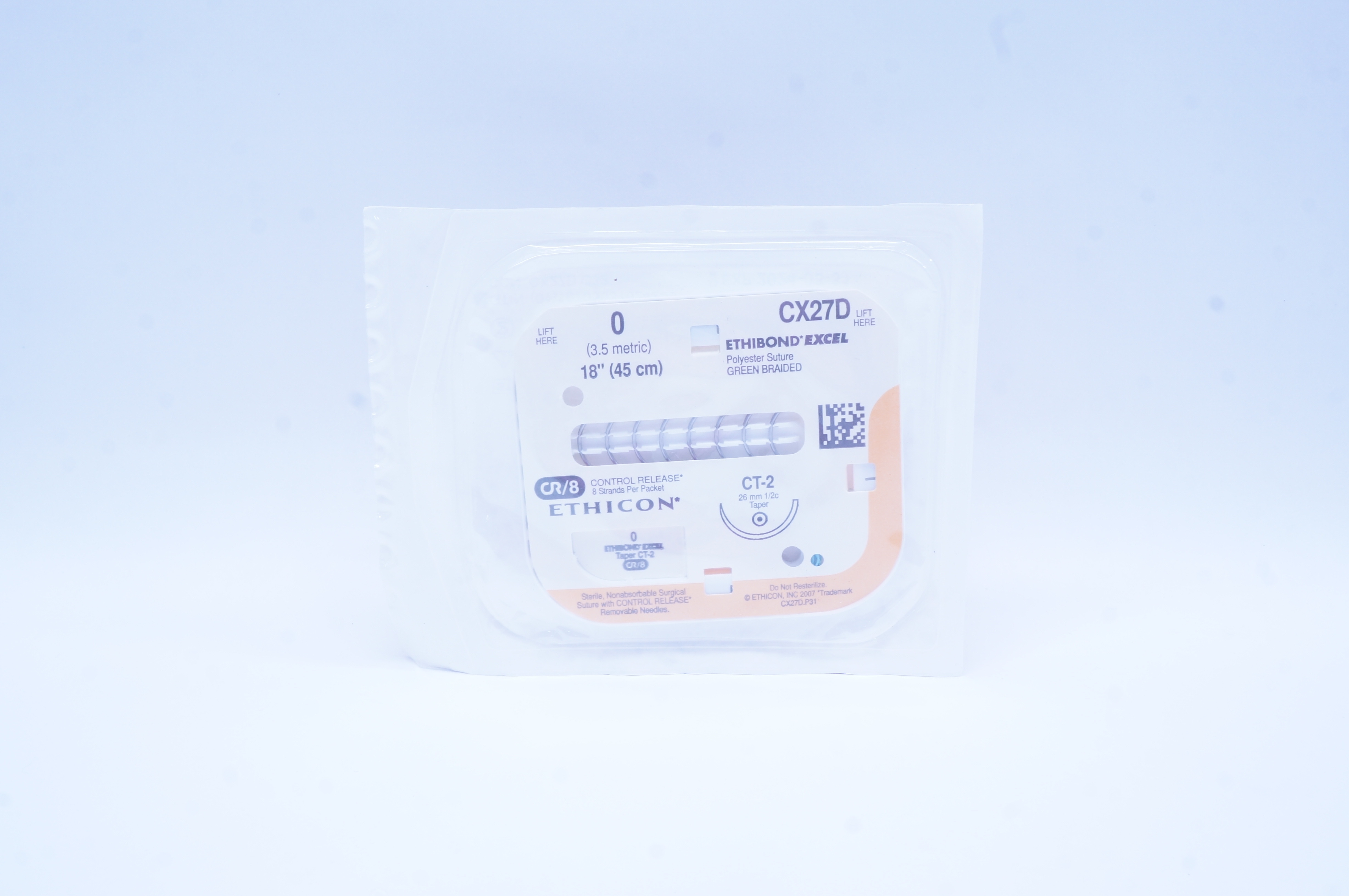 Ethicon CX27D 0 Ethibond Excel Polyester Stre CT-2 26mm 1/2c Taper 18 inch CR/8