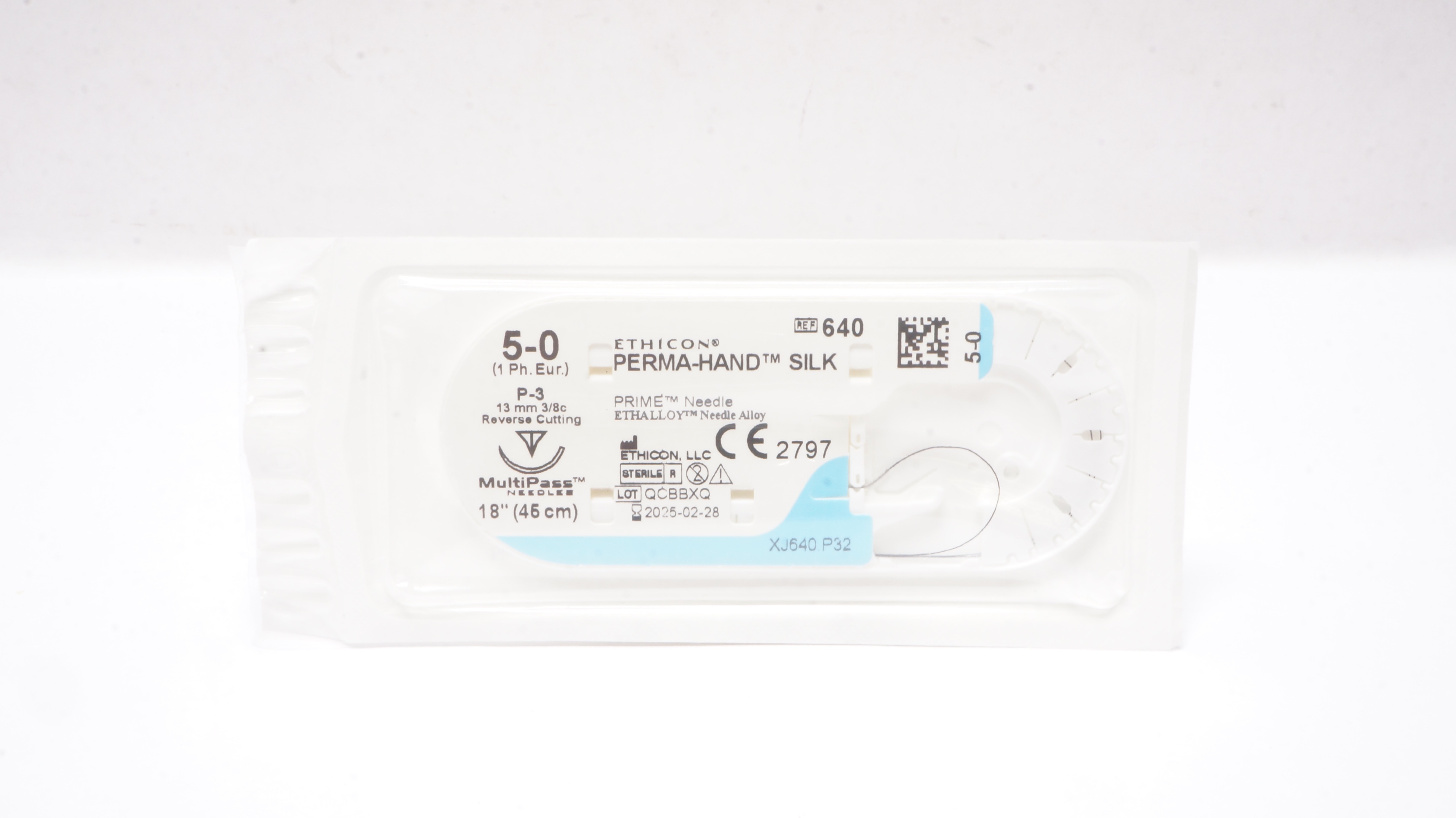 Ethicon 640 5-0 Perma-Hand Silk P-3 13mm 3/8c Reverse Cutting 18inch
