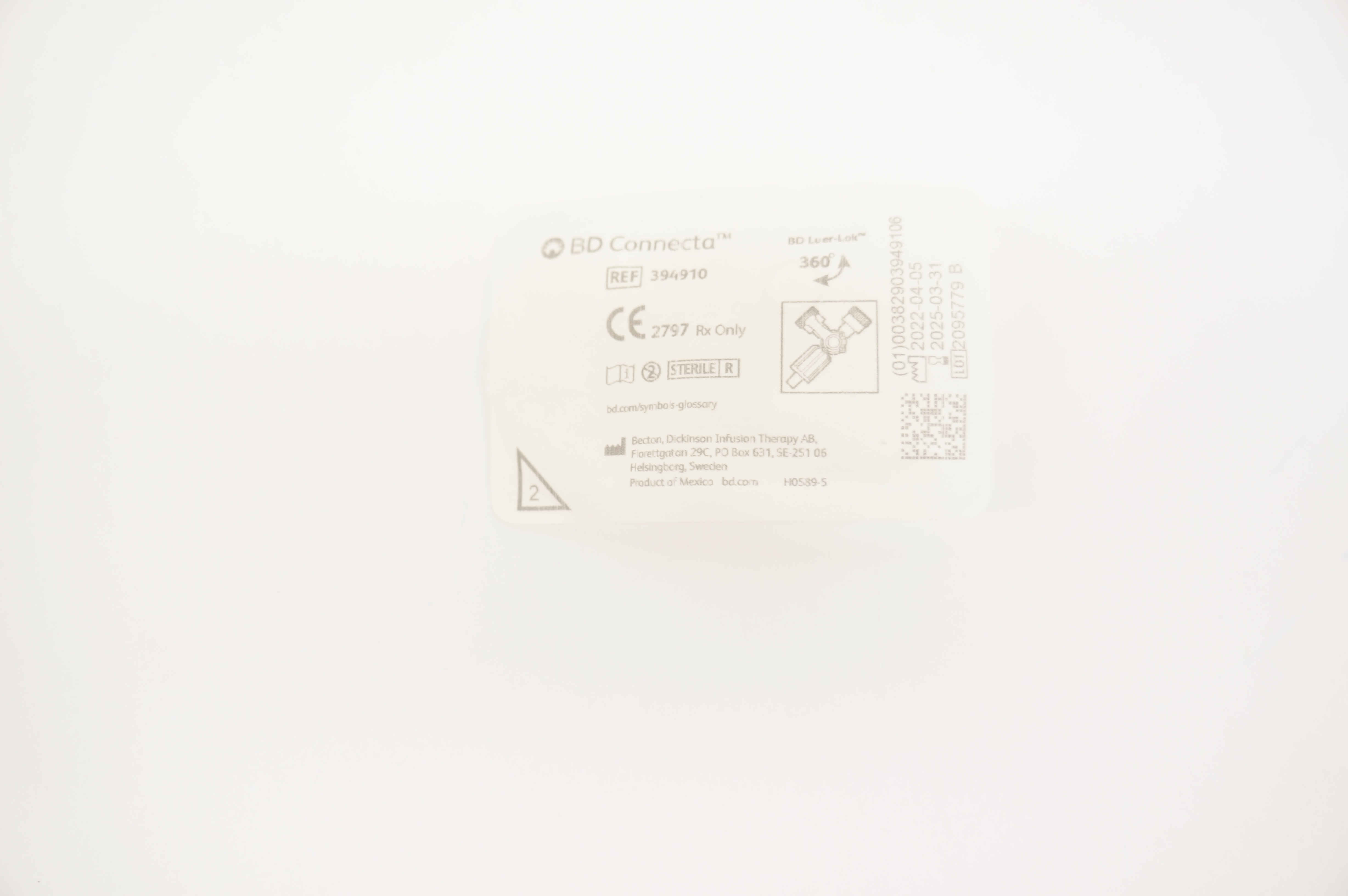 BD 394910 Connecta Becton Luer-Lok 360 degree