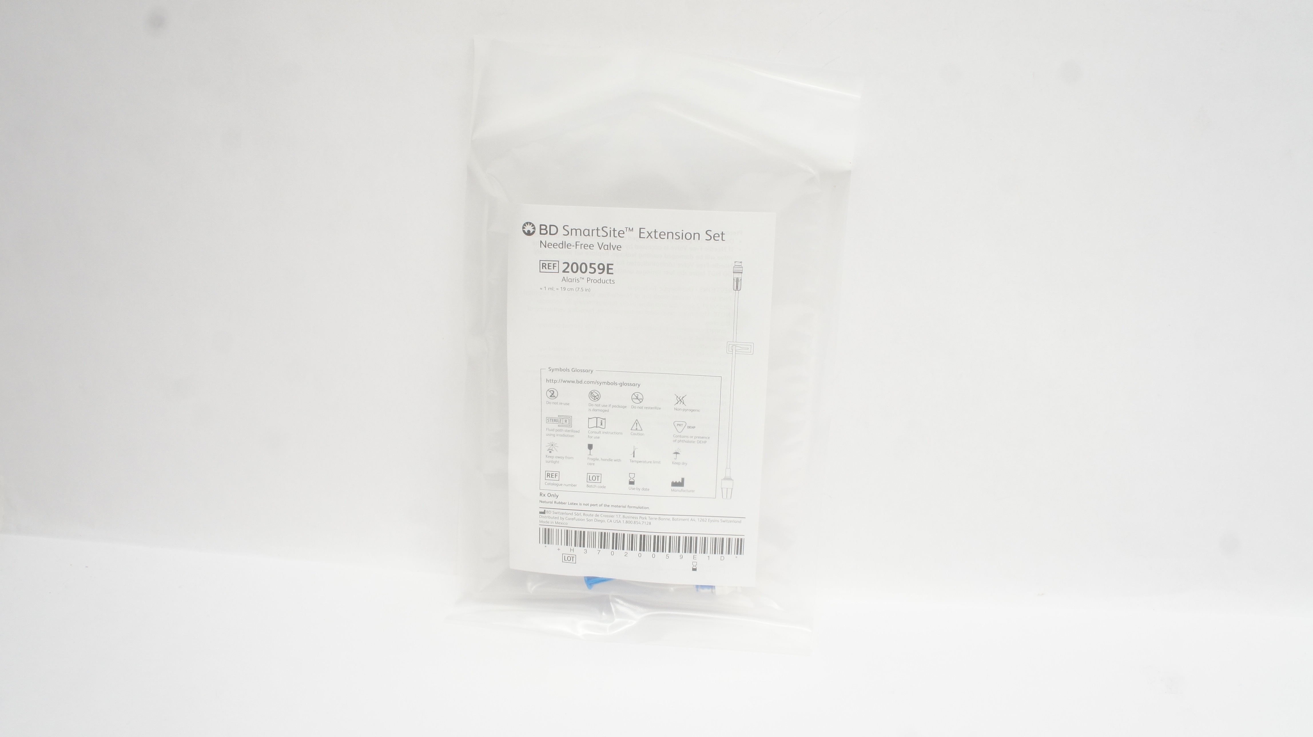 BD 20059E SmartSite Extension Set Ndle-Free Valve 1ml x 7.5inch