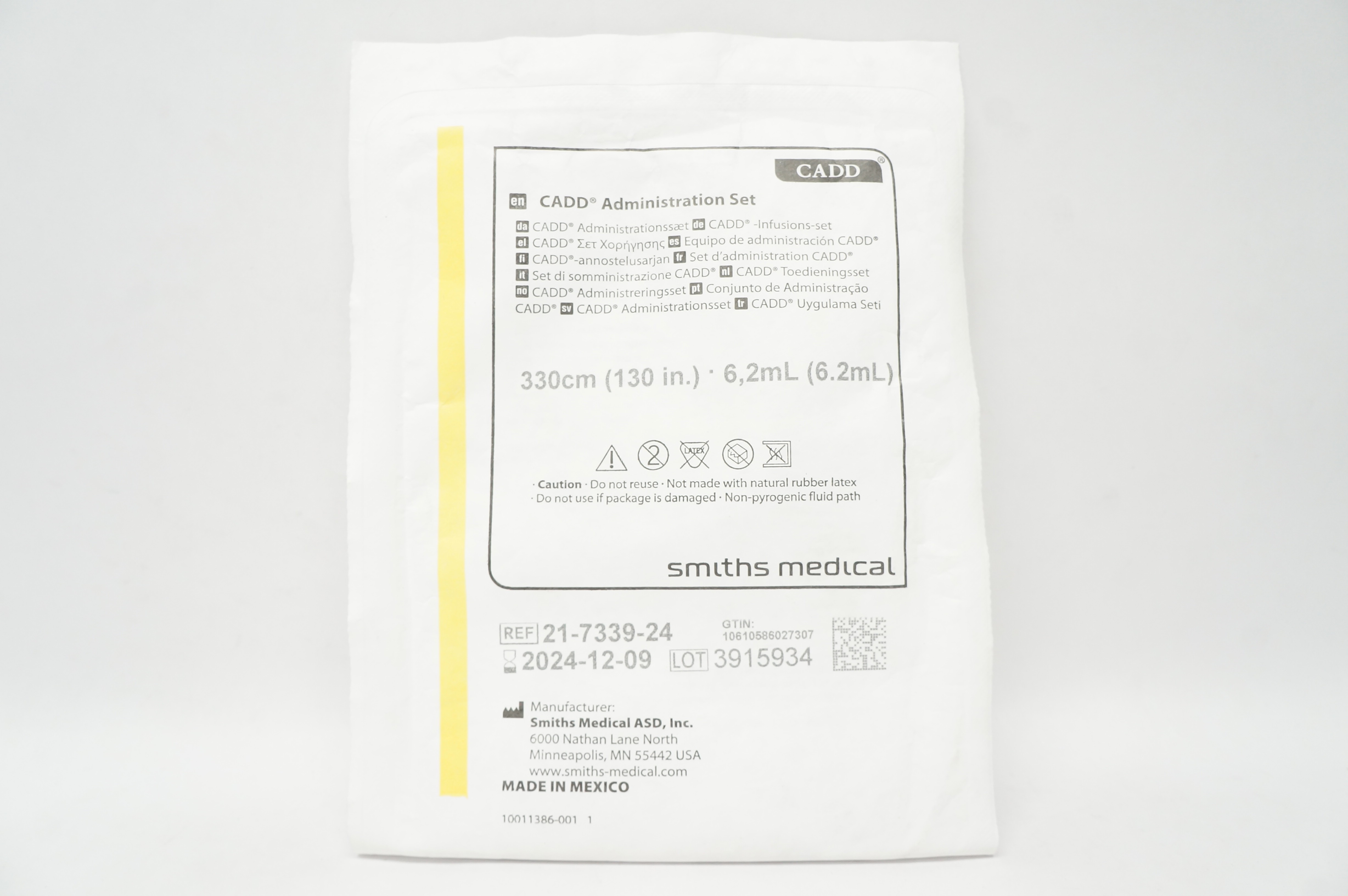 Smiths Medical 21-7339-24 CADD Administration Set 6.2ml 130inch