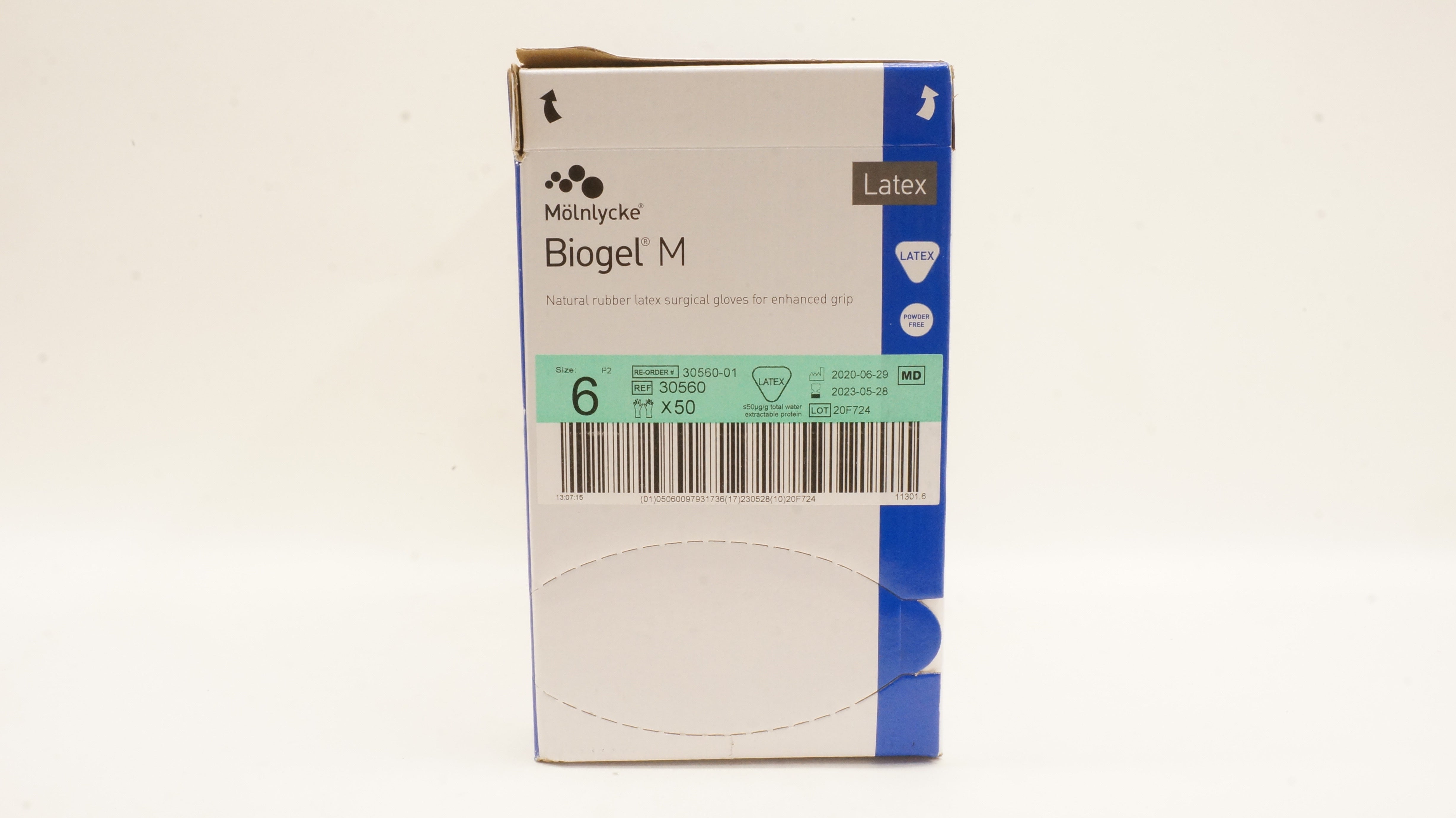 Molnlycke Health Care 30560 Biogel M Surgical Gloves Size 6 Box of 50