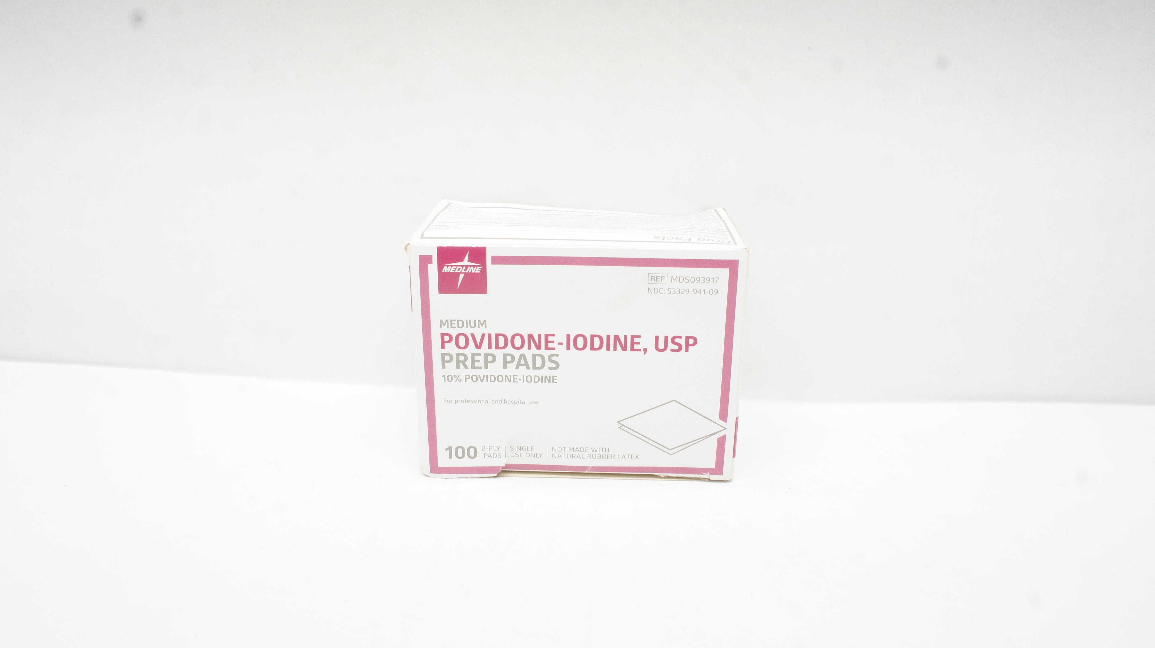 Medline MDS093917 Povidone-Iodine USP Prep Pads Medium 2-Ply - Box of 68