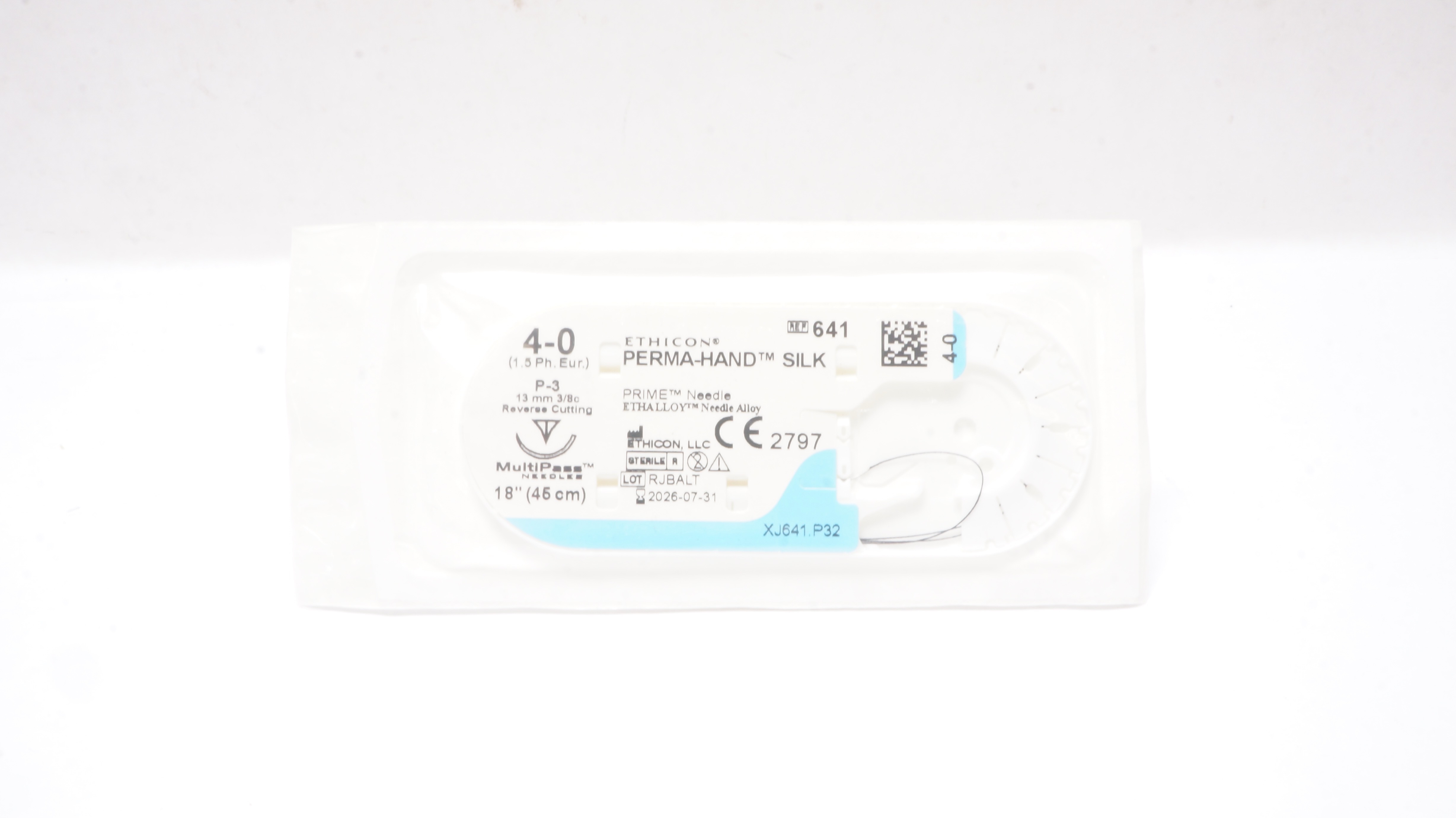 Ethicon 641 4-0 PERMA-HAND SILK Stre P-3, 13mm 3/8c Reverse Cutting, 18inch