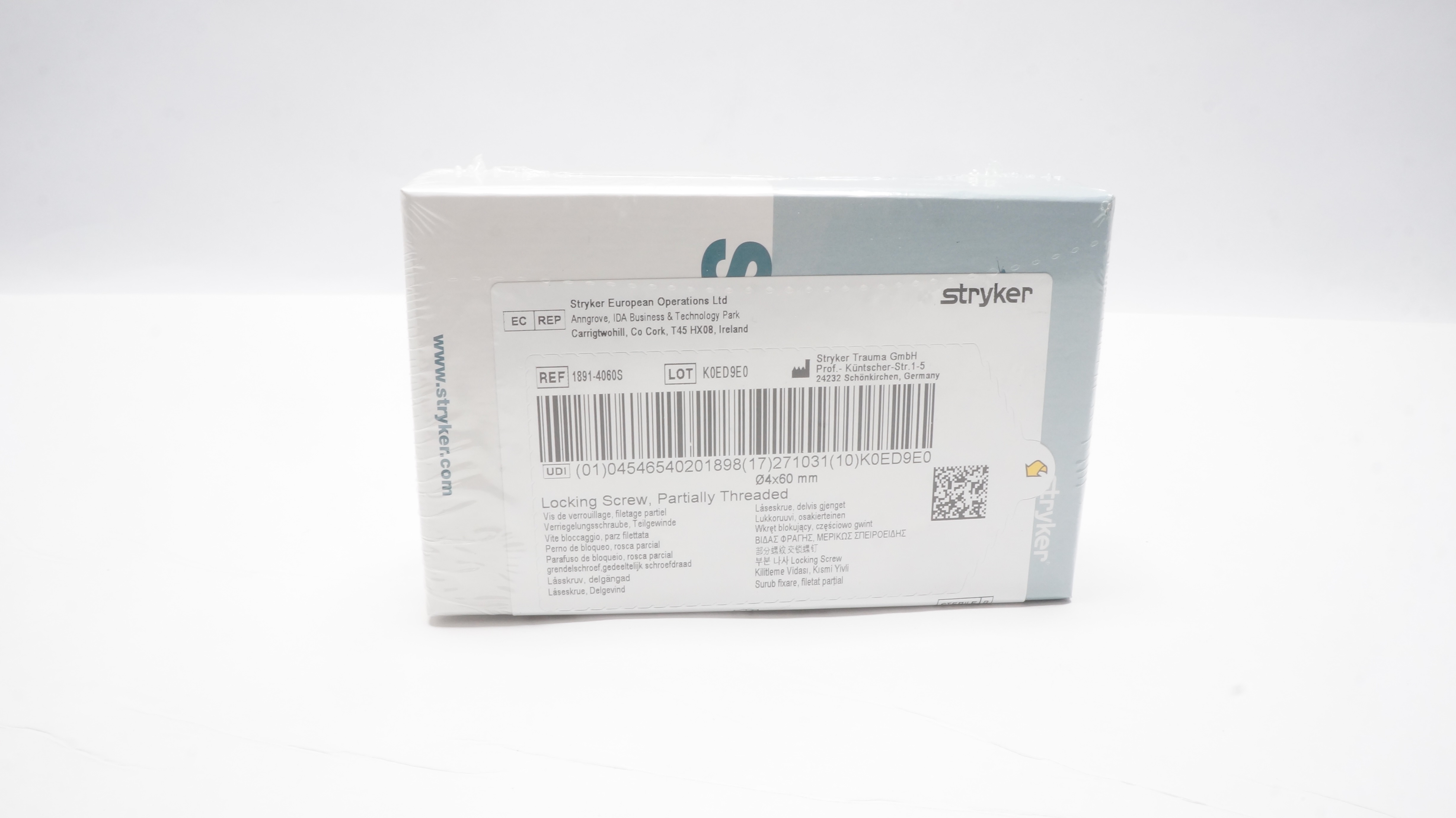 Stryker 1891-4060S Locking Screw, Partially Threaded 4x60mm