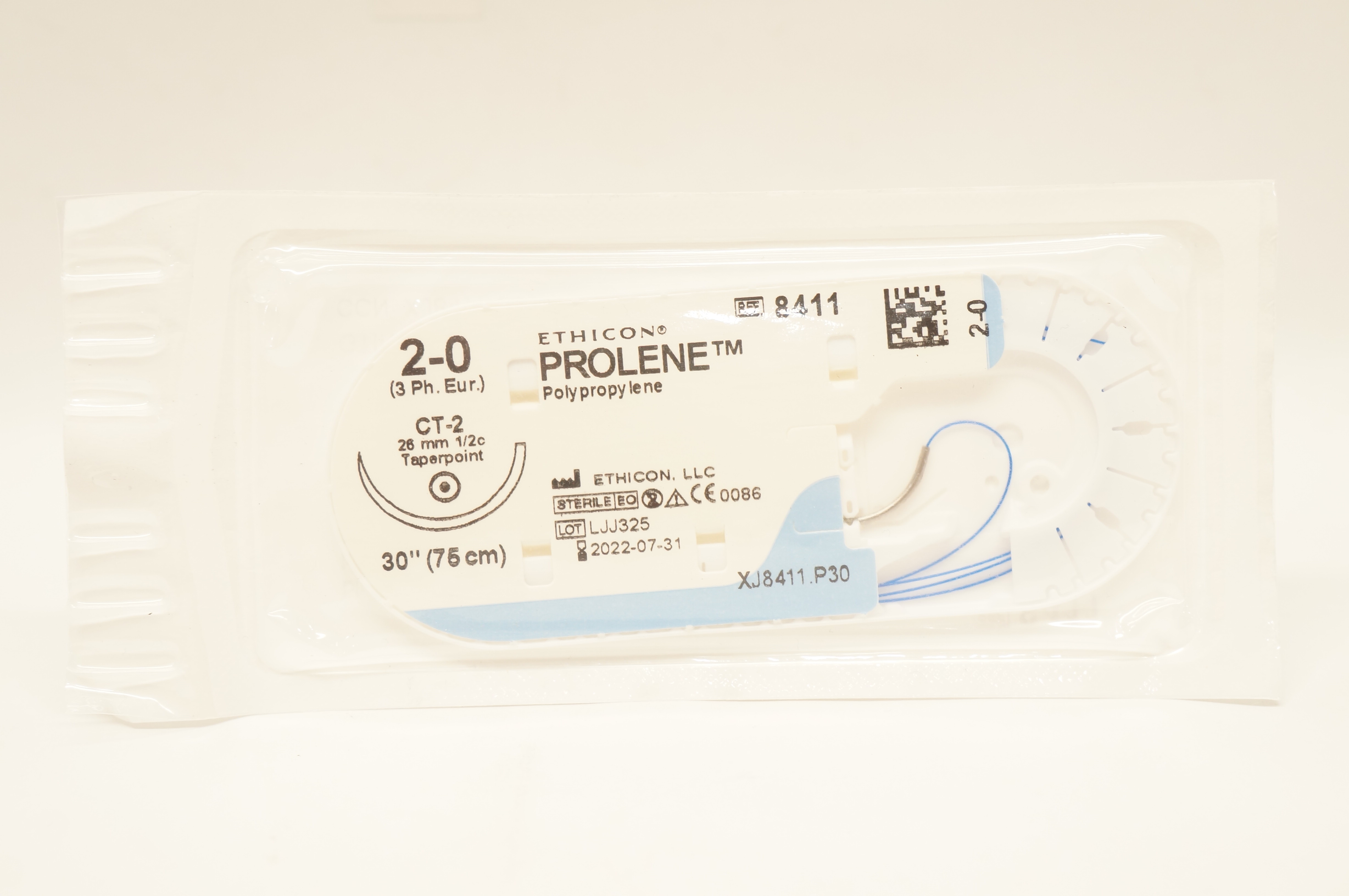 Ethicon 8411 2-0 PROLENE CT-2 26mm 1/2c Taperpoint 30inch