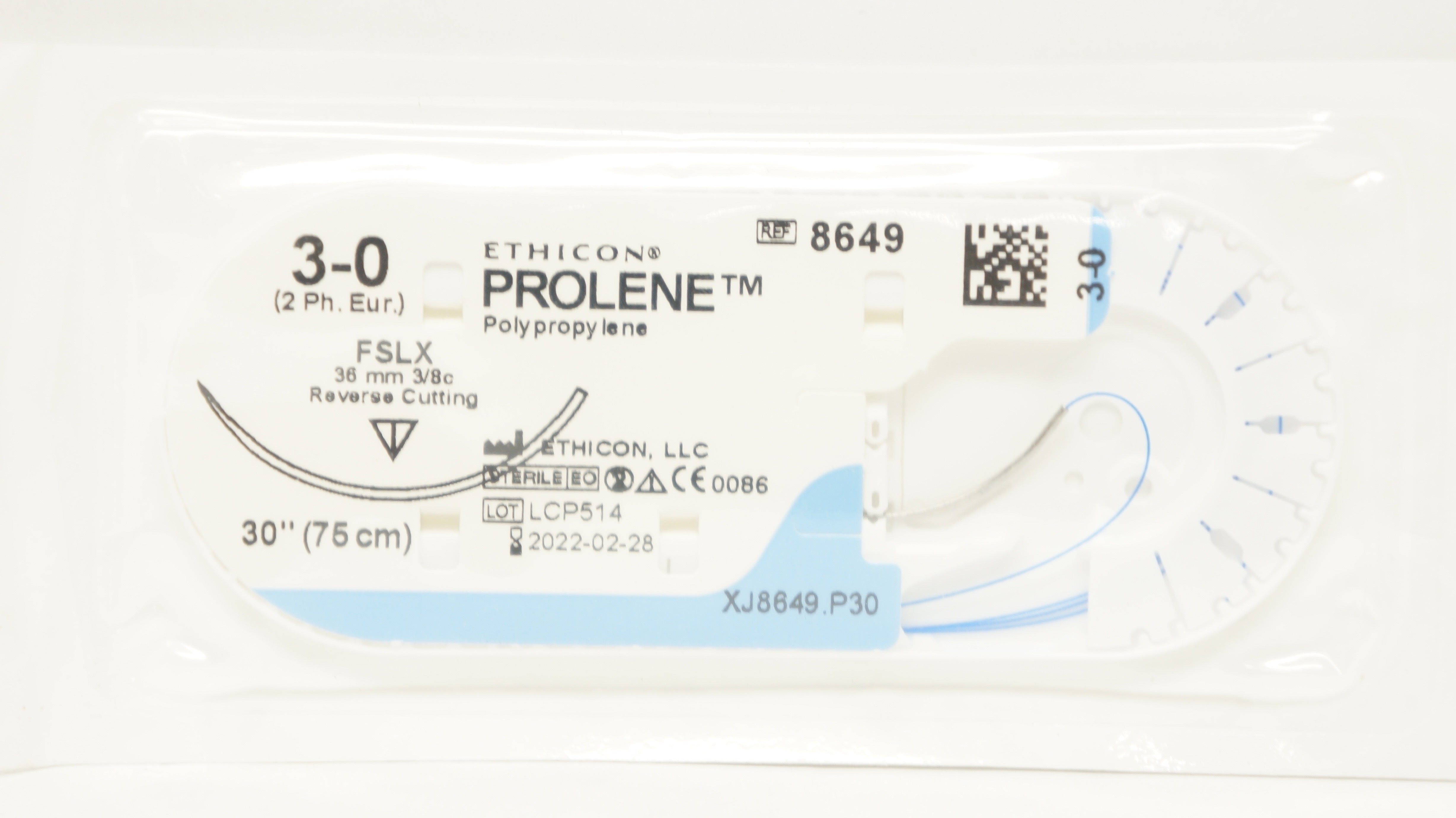 Ethicon 8649 3-0 PROLENE Surgical Stre FSLX, 36mm 3/8c Reverse Cutting ...