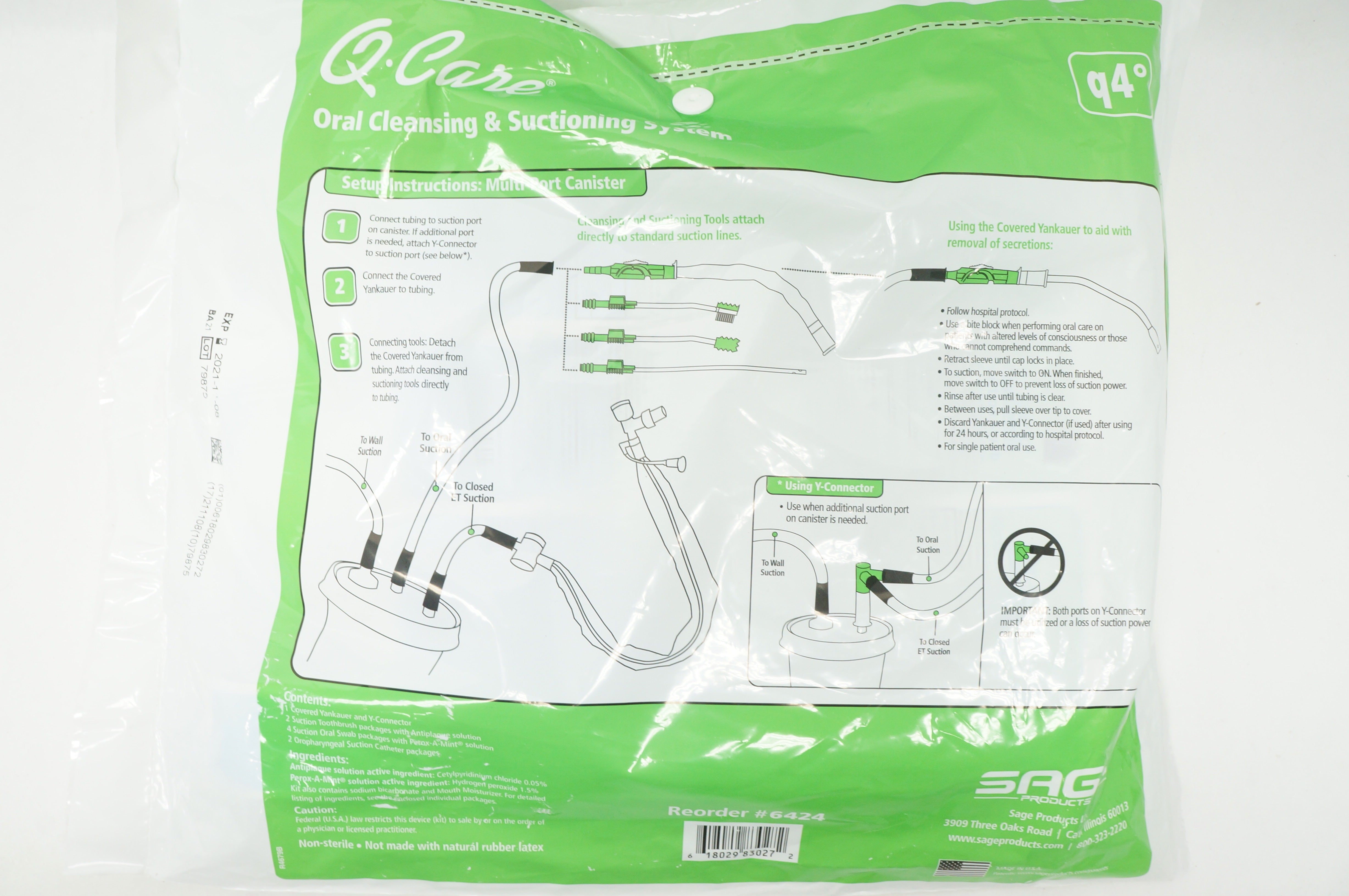 Sage 6424 Q-Care Oral Cleansing & Suctioning System q4 degree