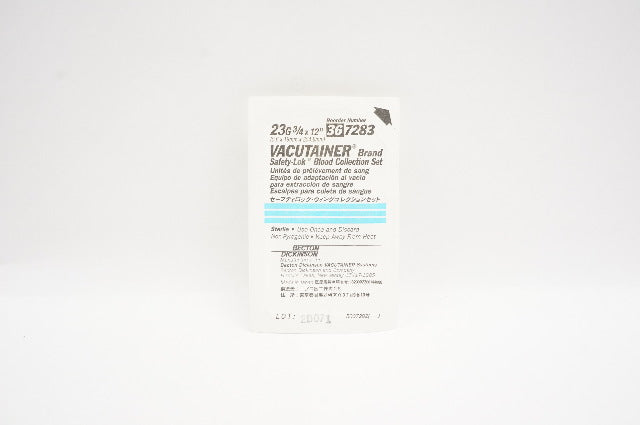 Becton Dickinson 367283 Vacutainer Safety-Lok Blood Collection Set 23G 3/4x12in