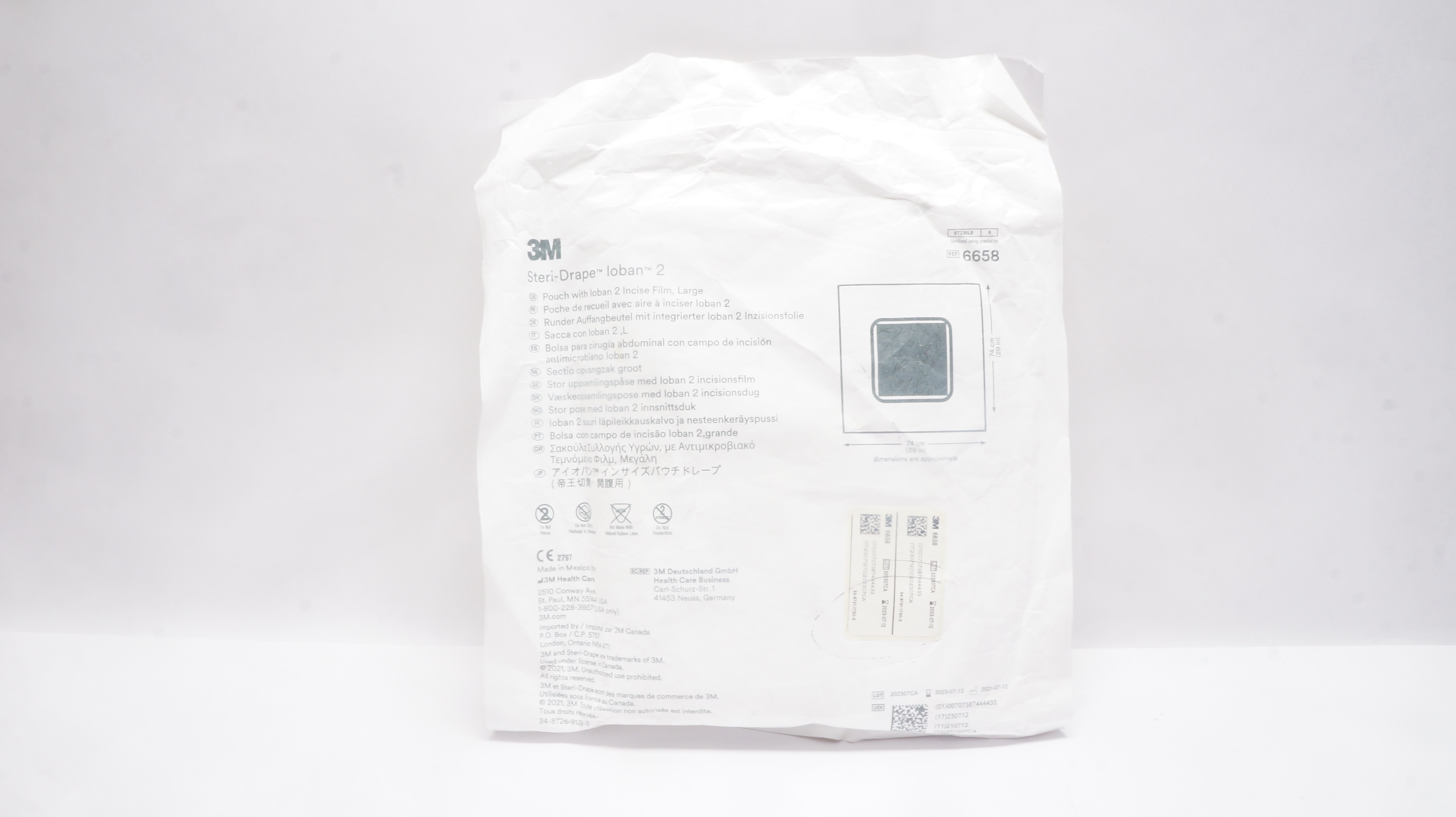 3M 6658 Steri-Drape Pouch with Ioban 2 Incise Film Large 29 x 29inch (x)