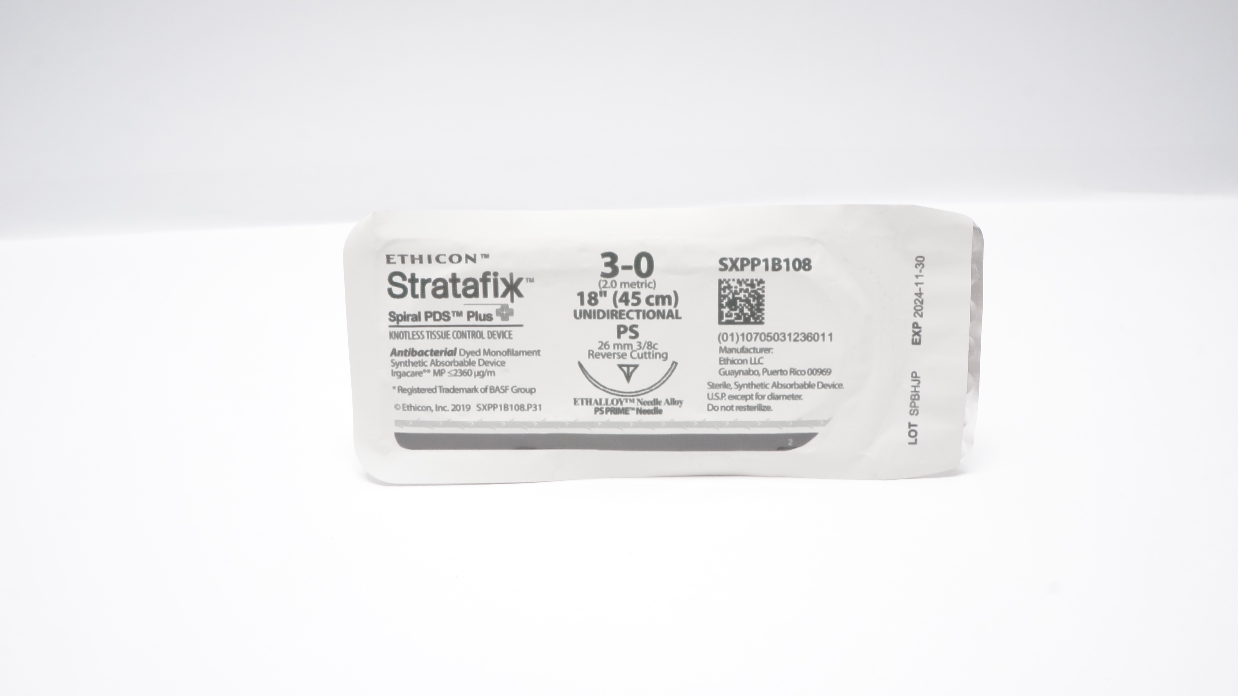 Ethicon SXPP1B108 3-0 STRATAFIX SPIRAL PDS PS mm 3/8c Reverse Cutting 18inch