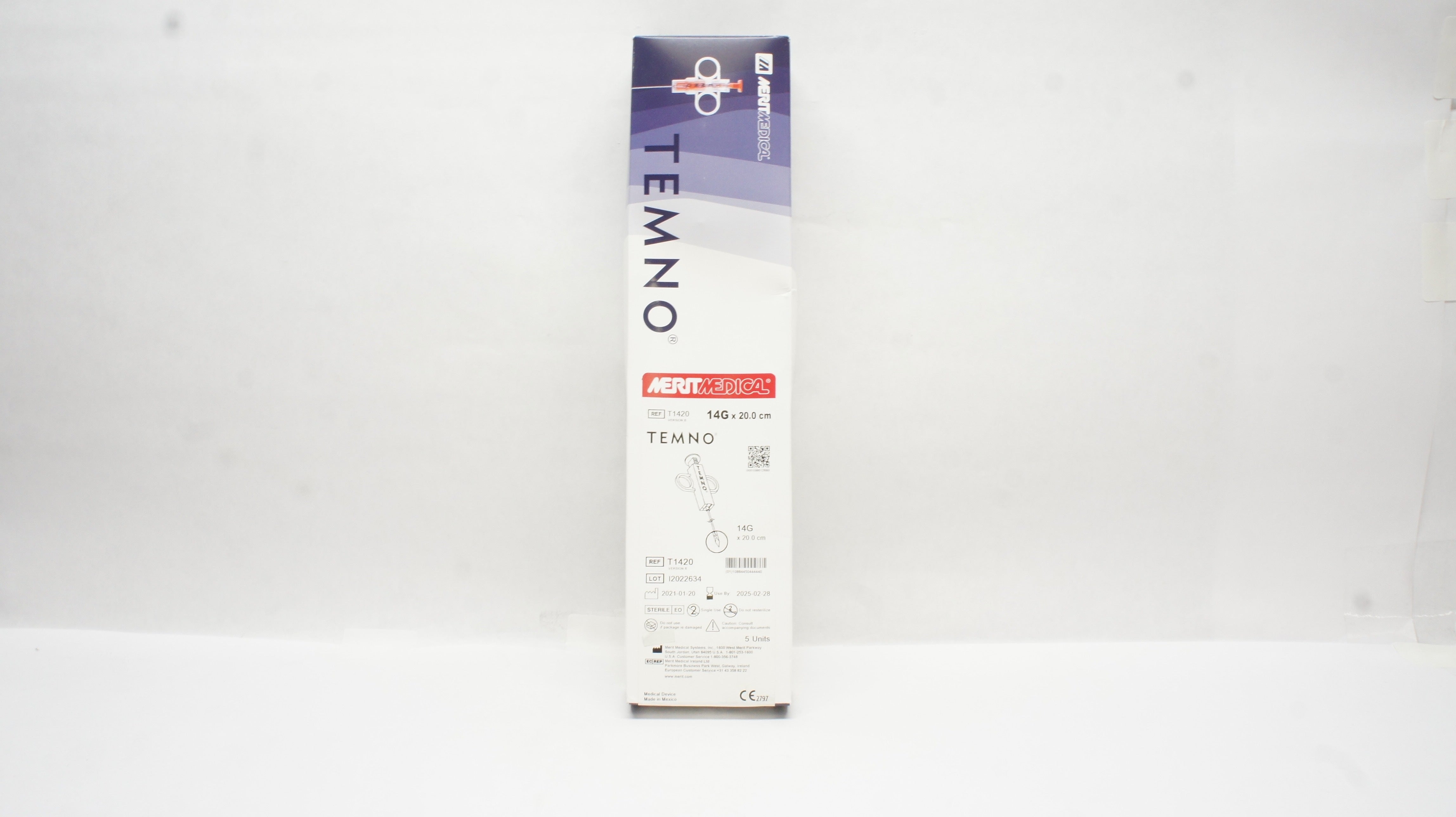 Merit Medical T1420 Temno Soft Tissue Biopsy Device 14G x 20.0cm Box of 4