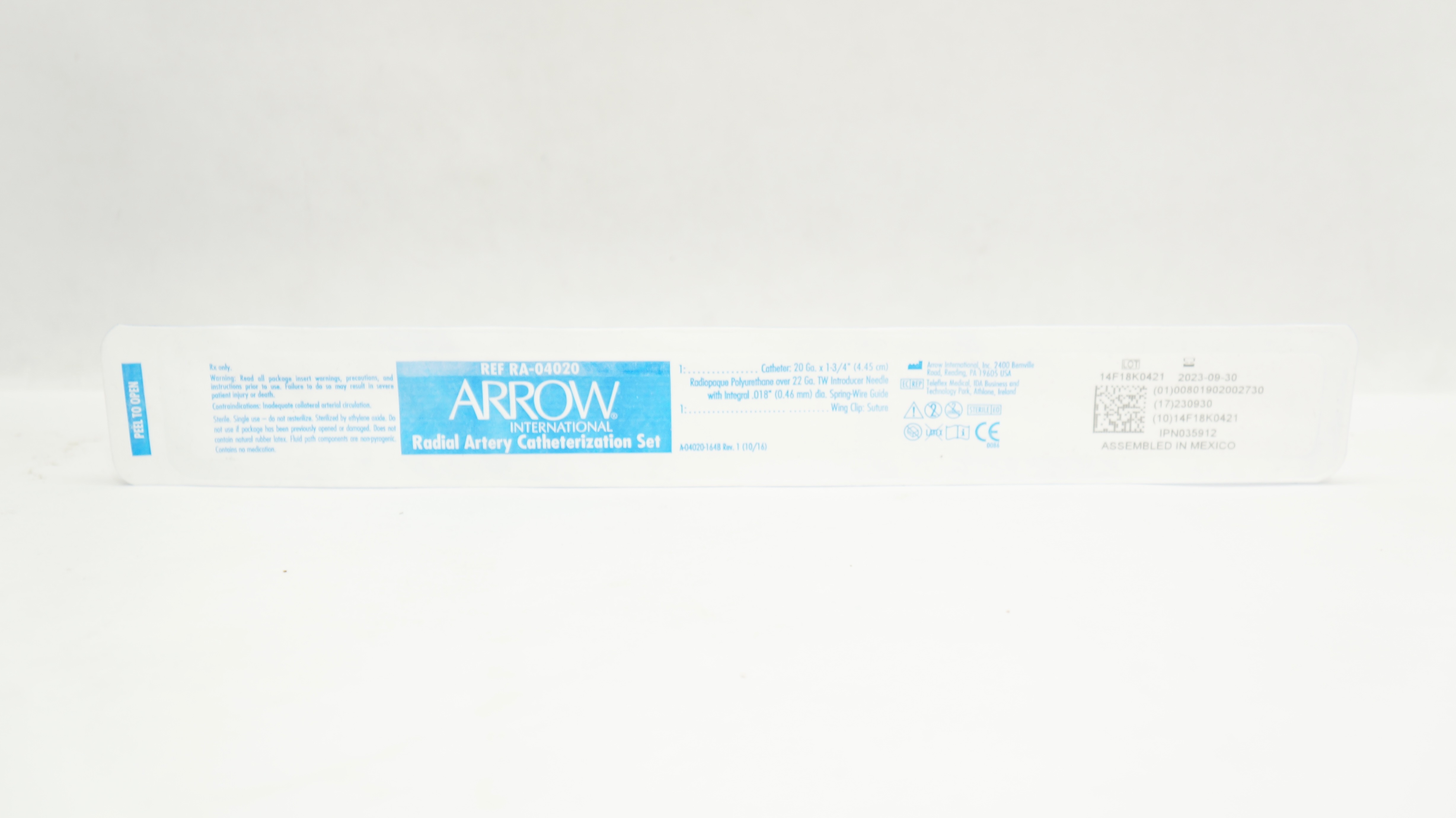 Arrow RA-04020 Radial Artery Cath. Set 20Ga. x 1-3/4inch