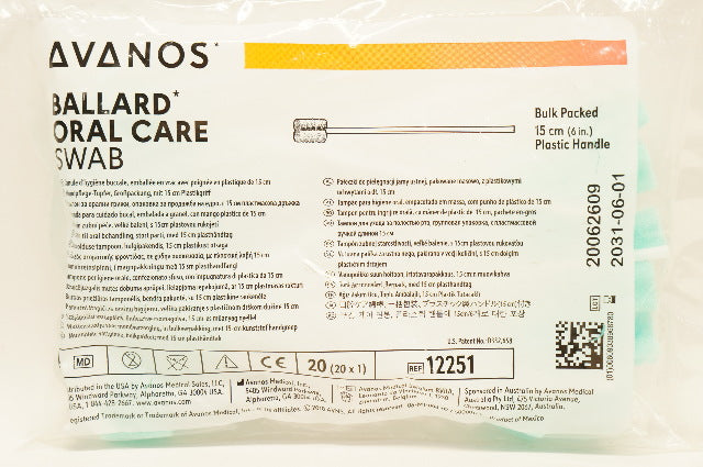 Avanos 12251 Ballard Oral Care Swab 6inch - Pack of 20
