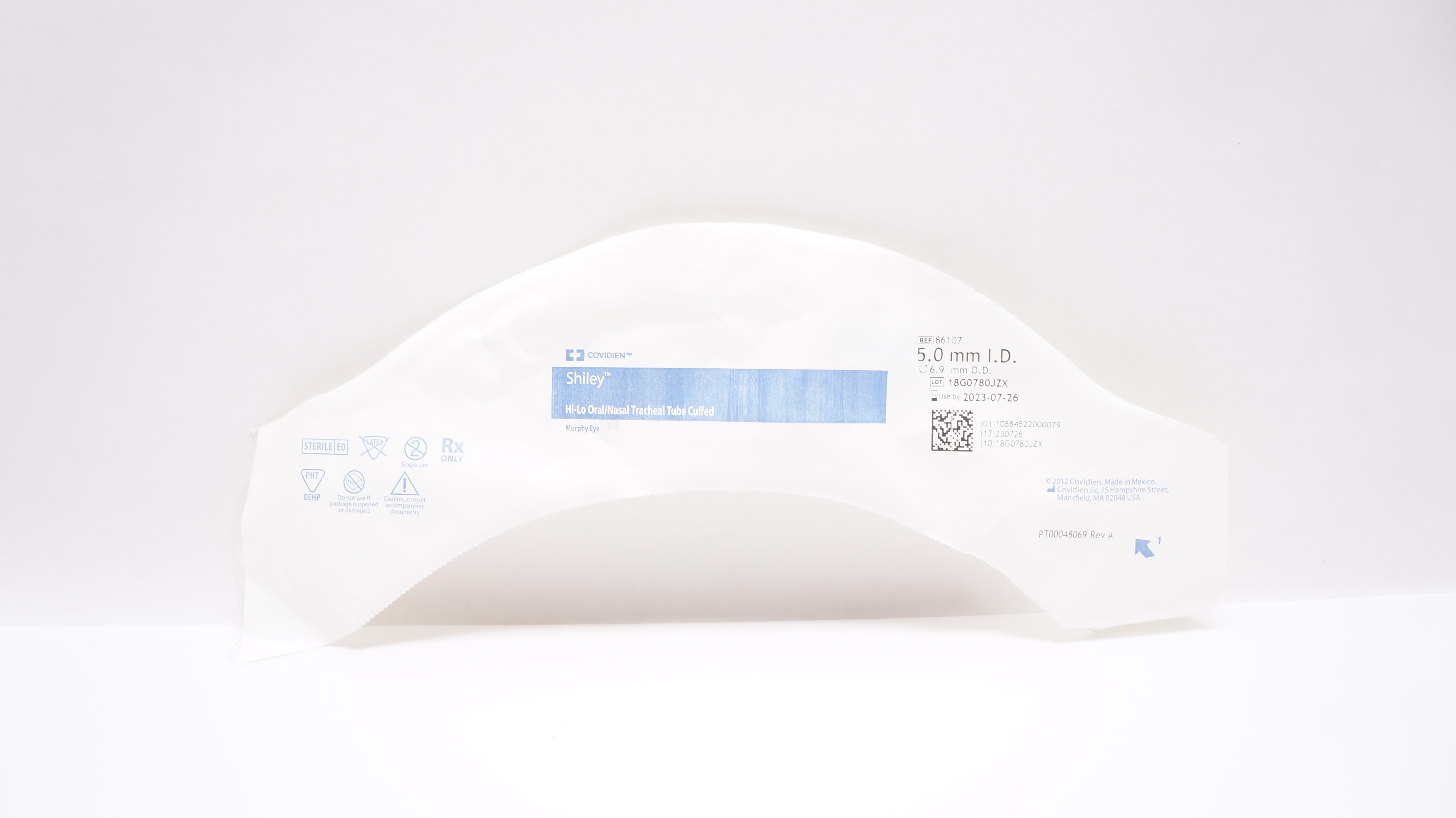 Covidien 86107 Shiley Hi-Lo Oral/Nasal Tracheal Tube Cuffed 5.0 ID x 6.9mm OD(x)