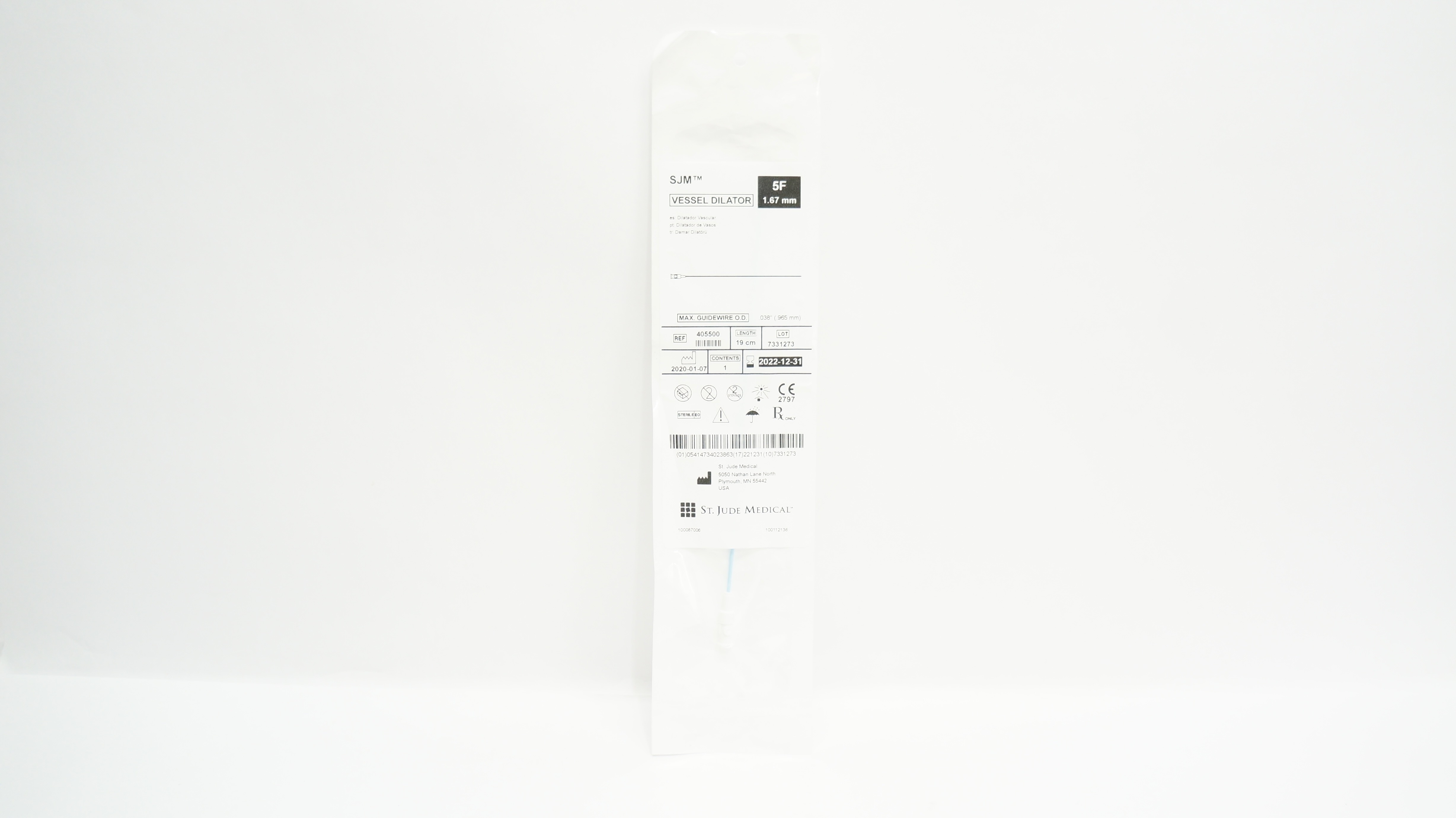 St. Jude Medical 405500 Vessel Dilator 5F x .038in. (x)