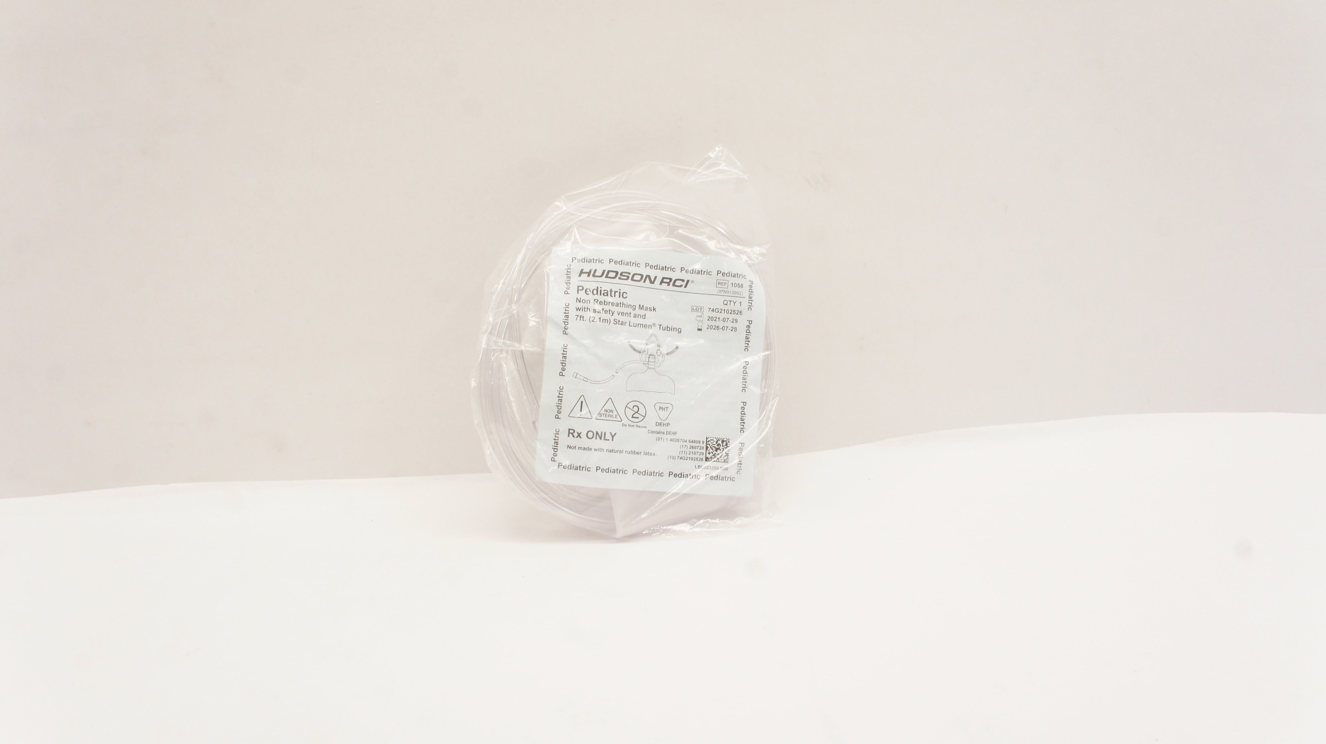 Hudson RCI 1058 Pediatric Non-Rebreathing Mask with Safety Vent 7Ft.