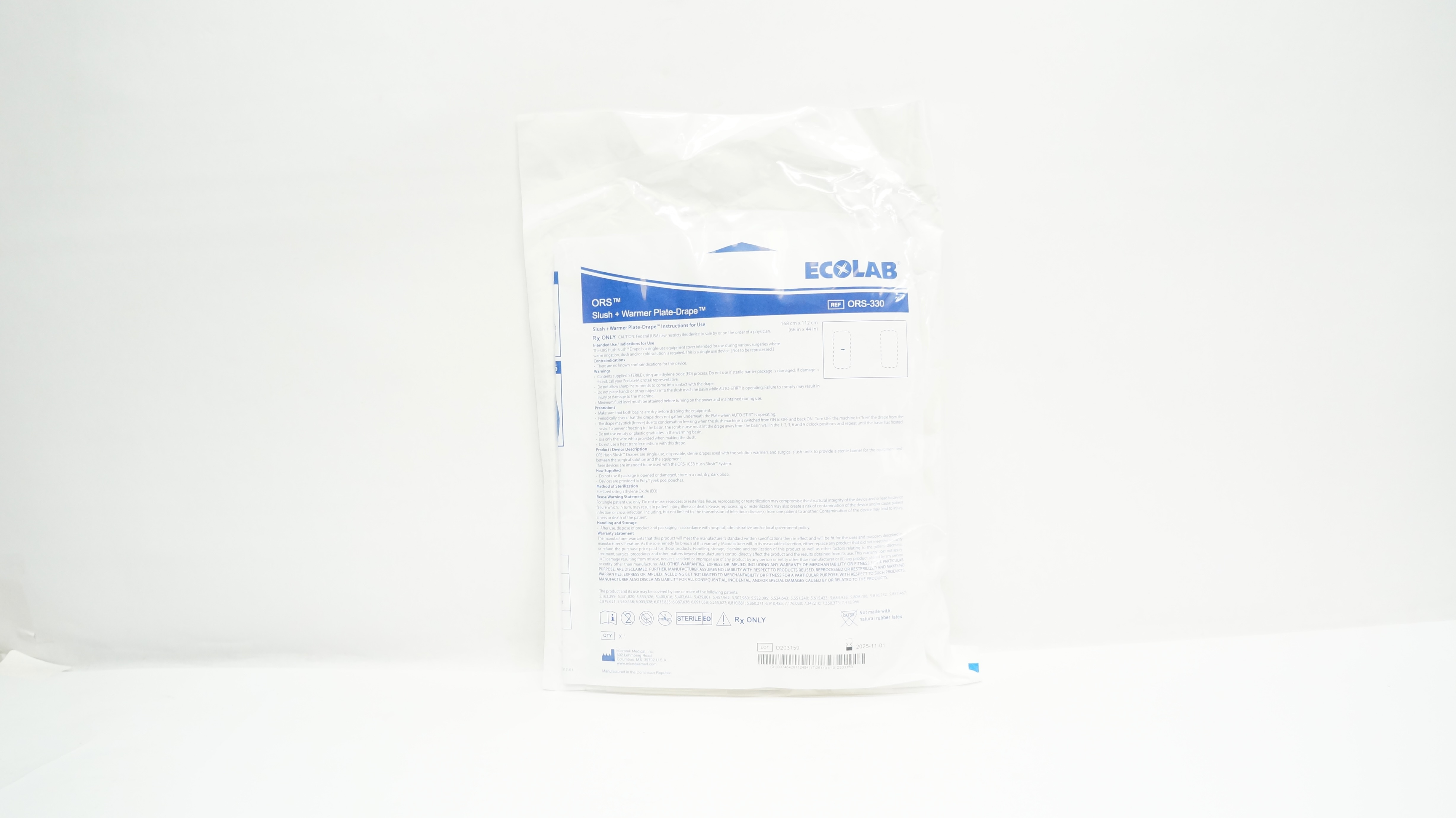 Microtek ORS-330 Ecolab OPS Slush Warmer Plate-Drape 66inch x 44inch