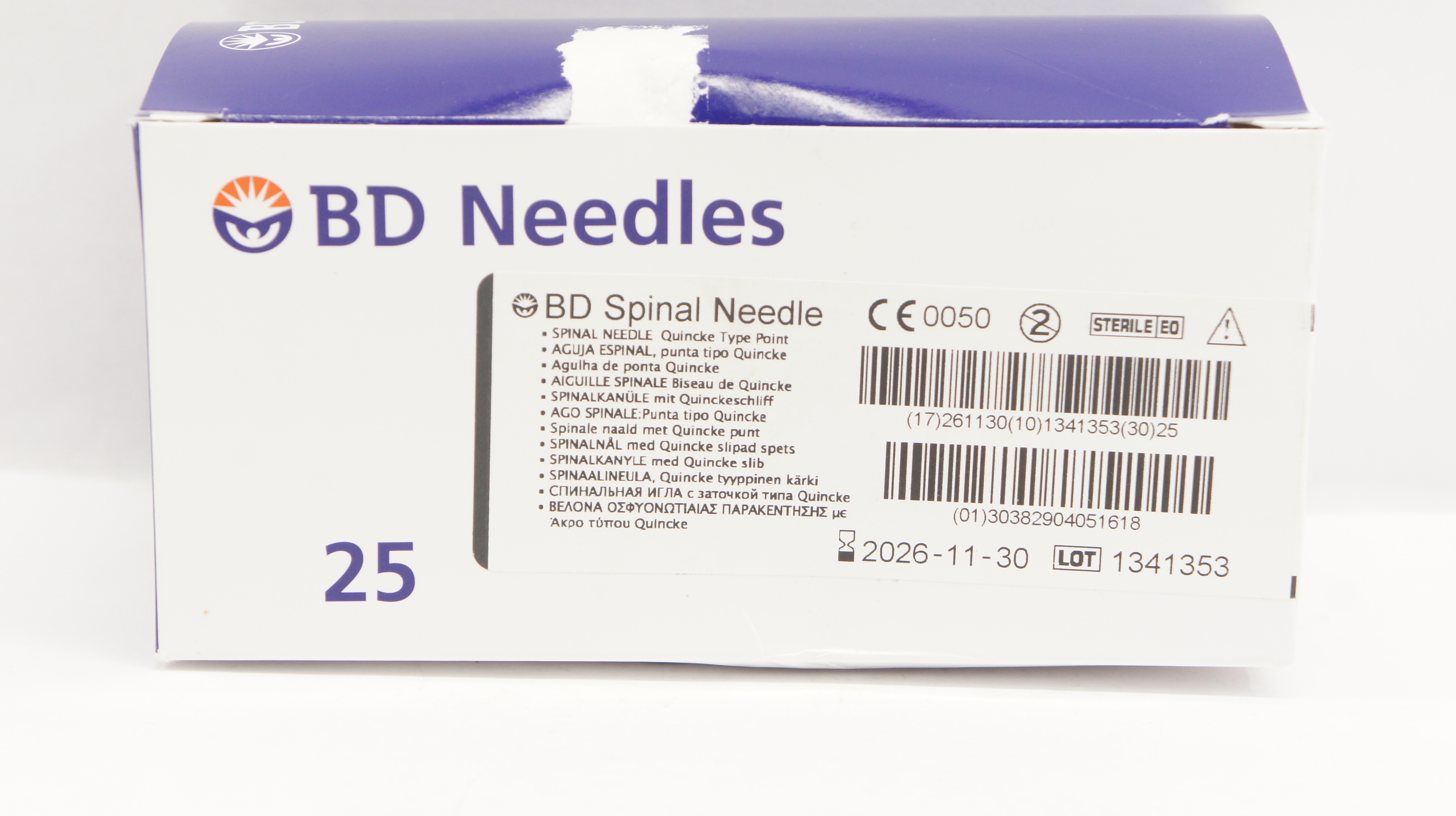 BD 405161 Spinal Ndle Quincke Type Point 22G x 1.50inch - Box of 25