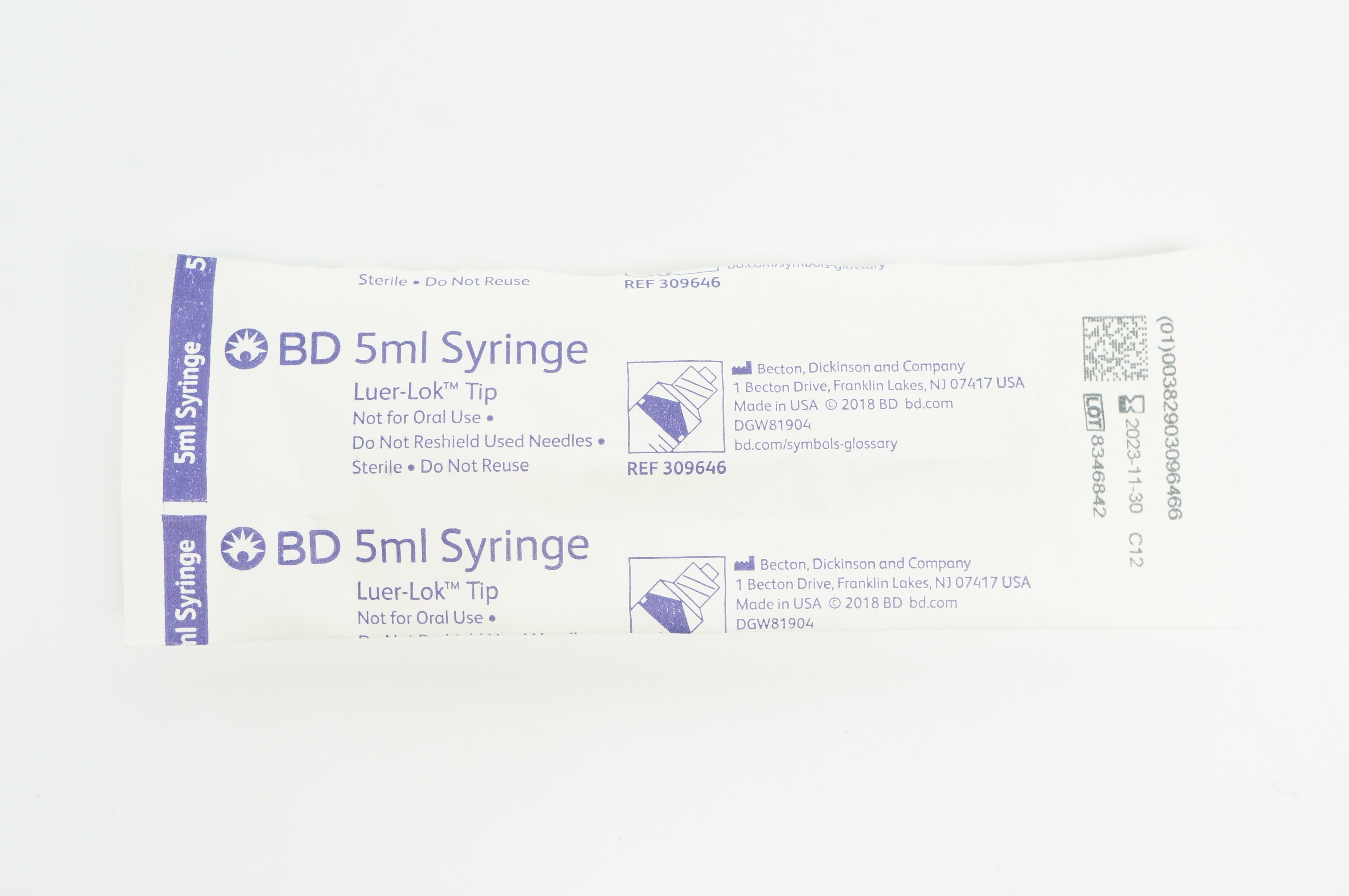 BD 309646 Syringe Luer-Loc Tip 5ml