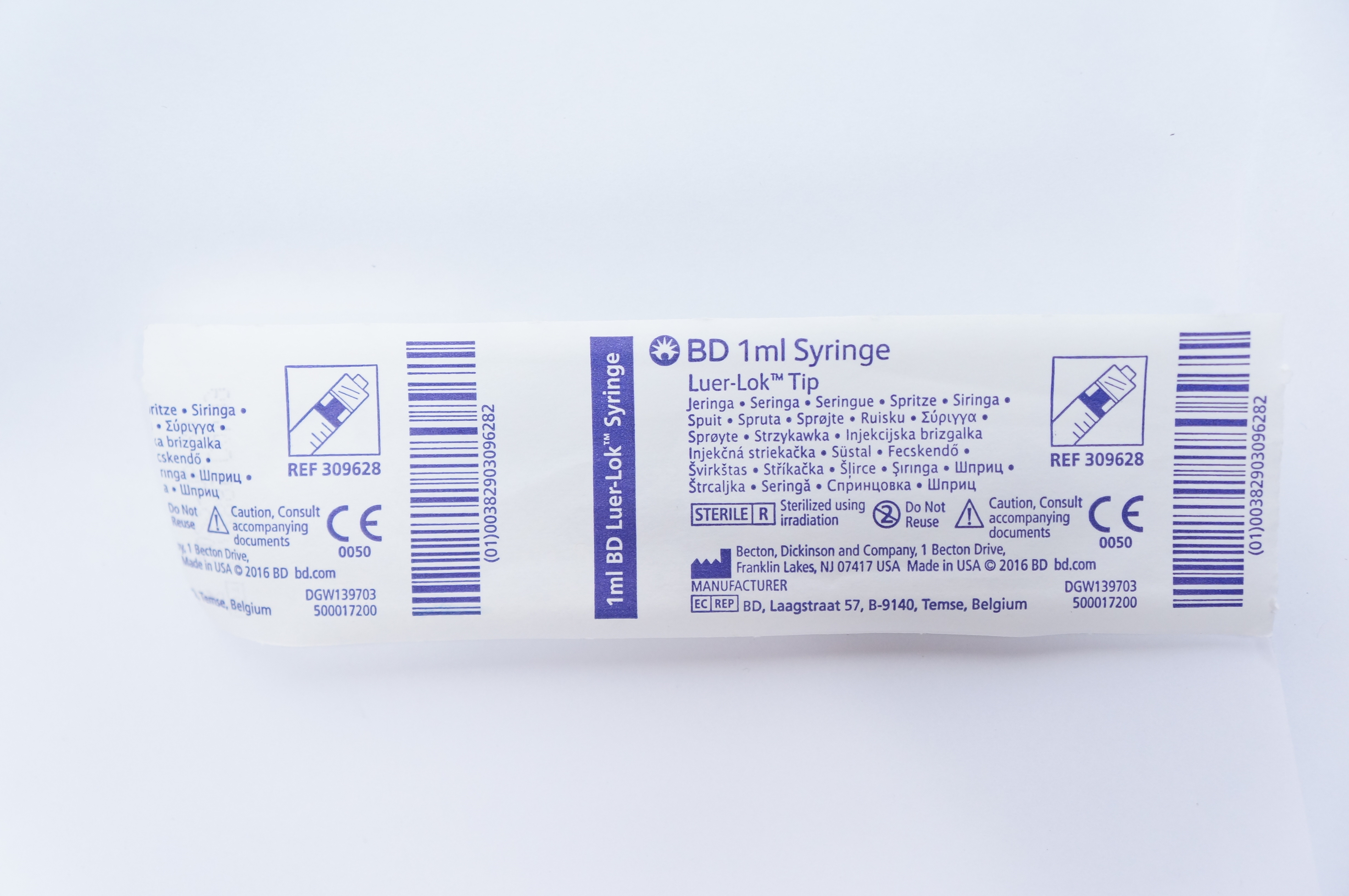 BD 309628 1ml Luer Lok Tip Syringe