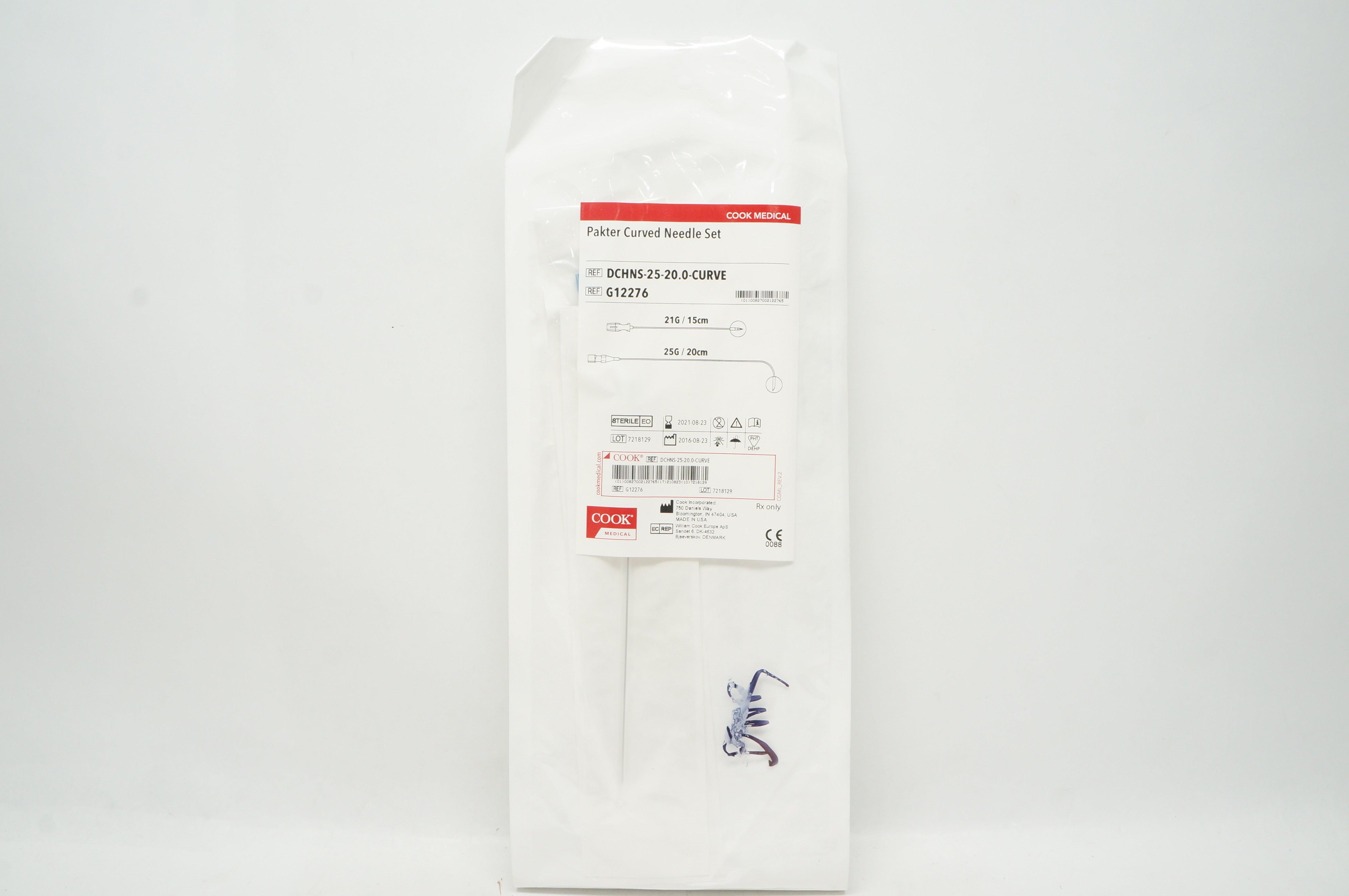 Cook Medical G12276 Pakter Curved Disposable Ndle Set 21G x 15cm, 25G x 20cm (x)