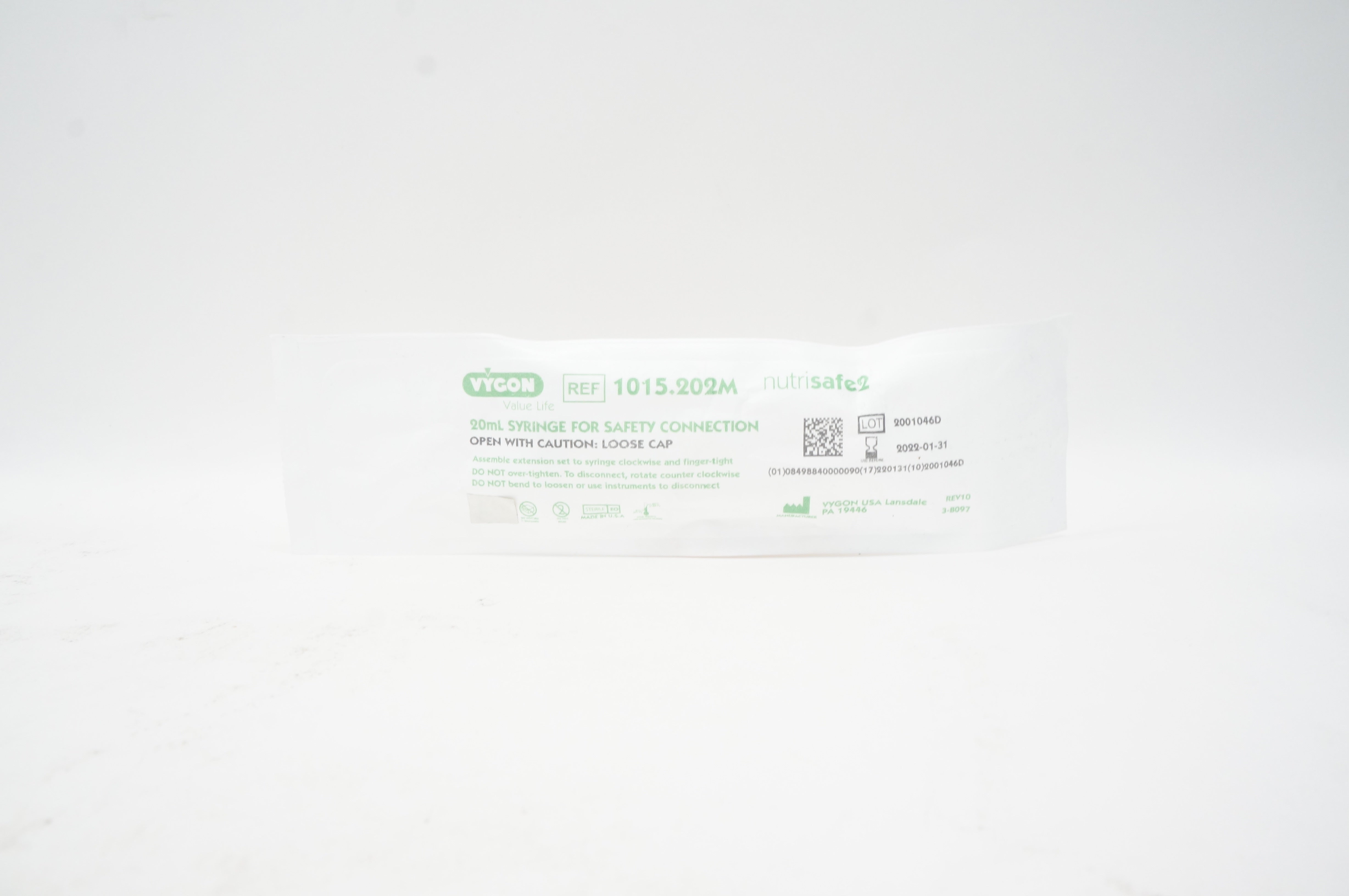 Vygon 1015.202M 20ml Syringe for Safety Connection Nutrisafe 2