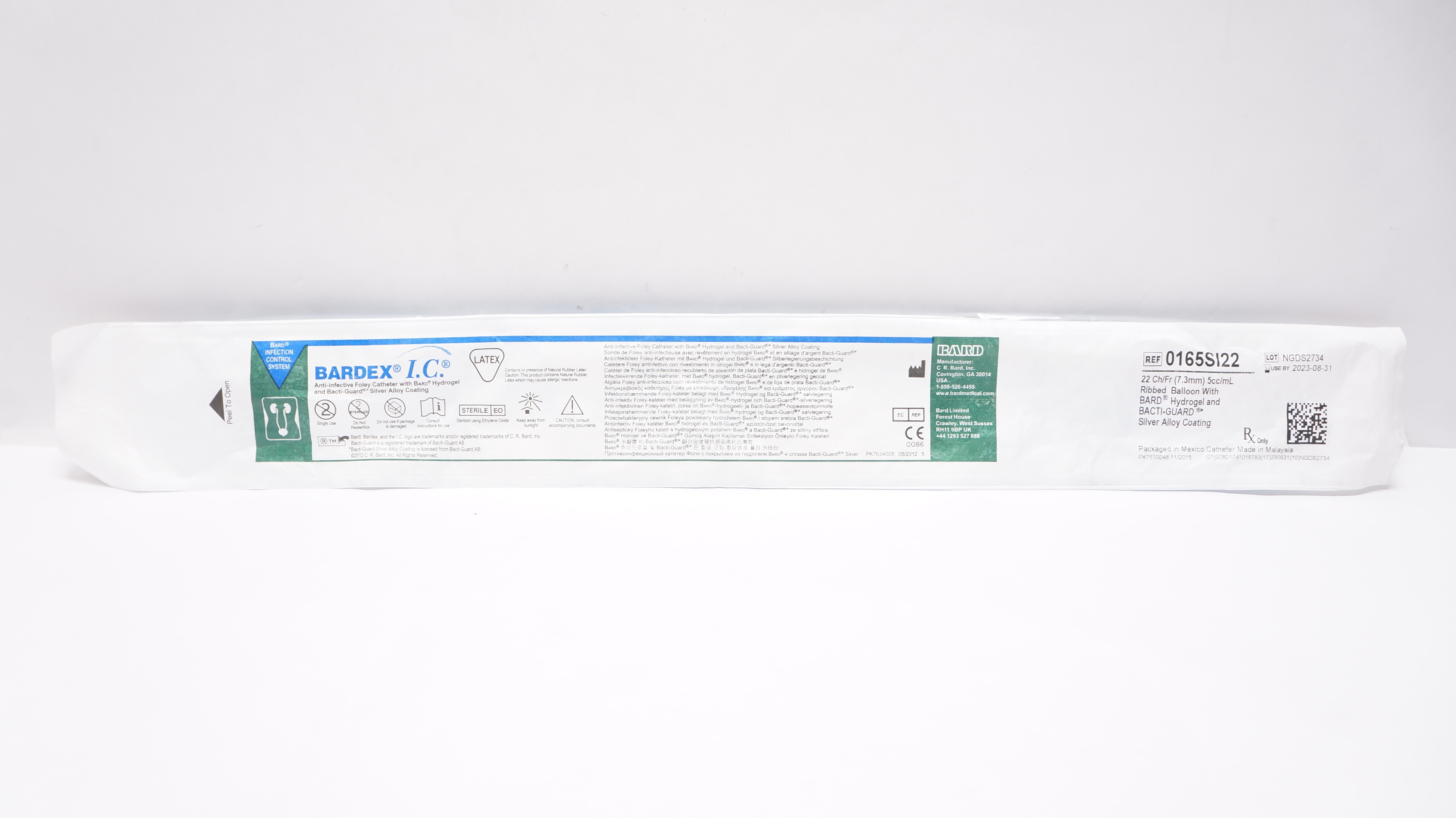 Bard 0165SI22 Bardex Anti-Infective Foley Cath. 22Fr (x)