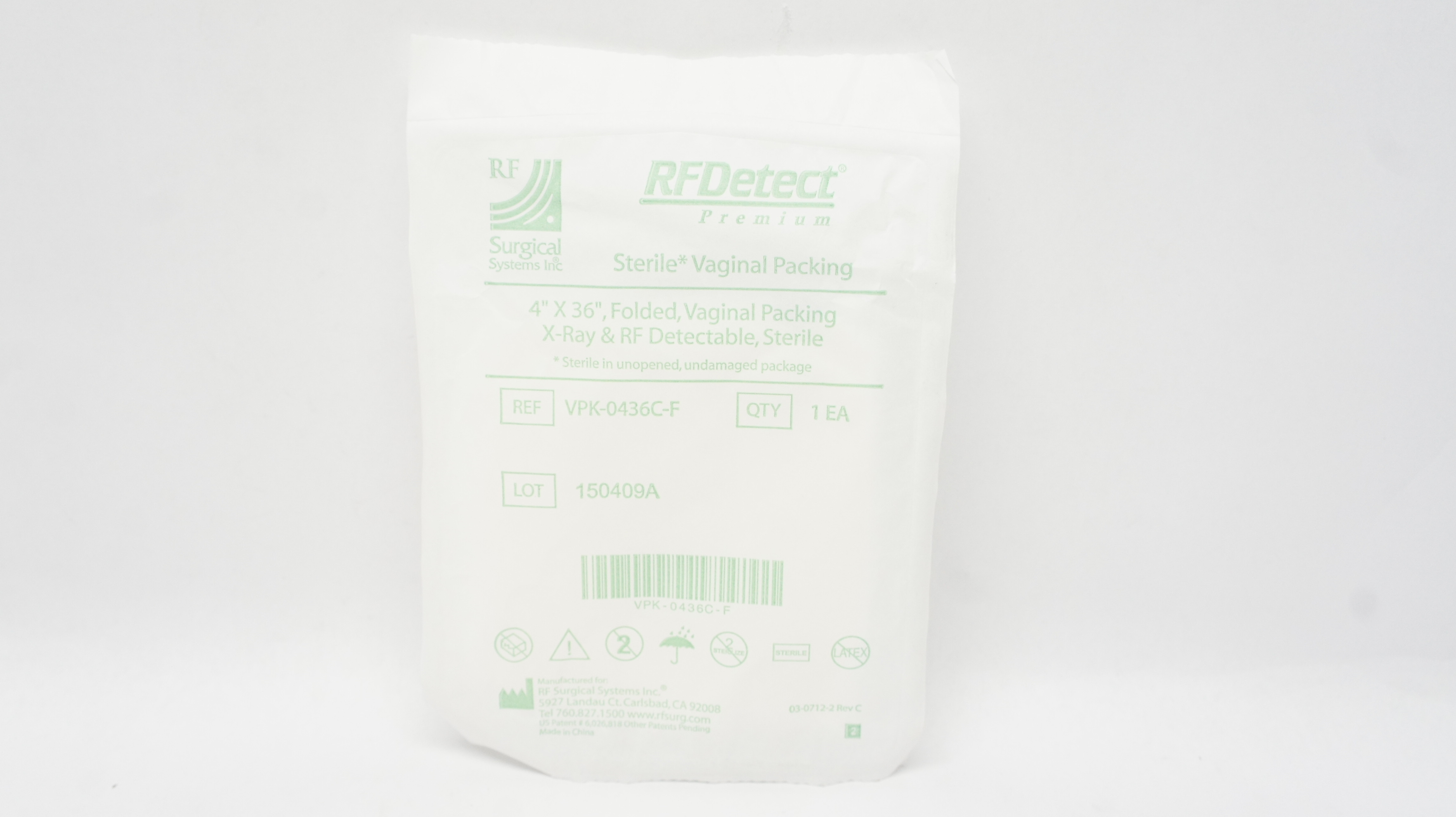 RF Surgical VPK-0436C-F Sterile Vaginal Packing 4 inch x 36 inch