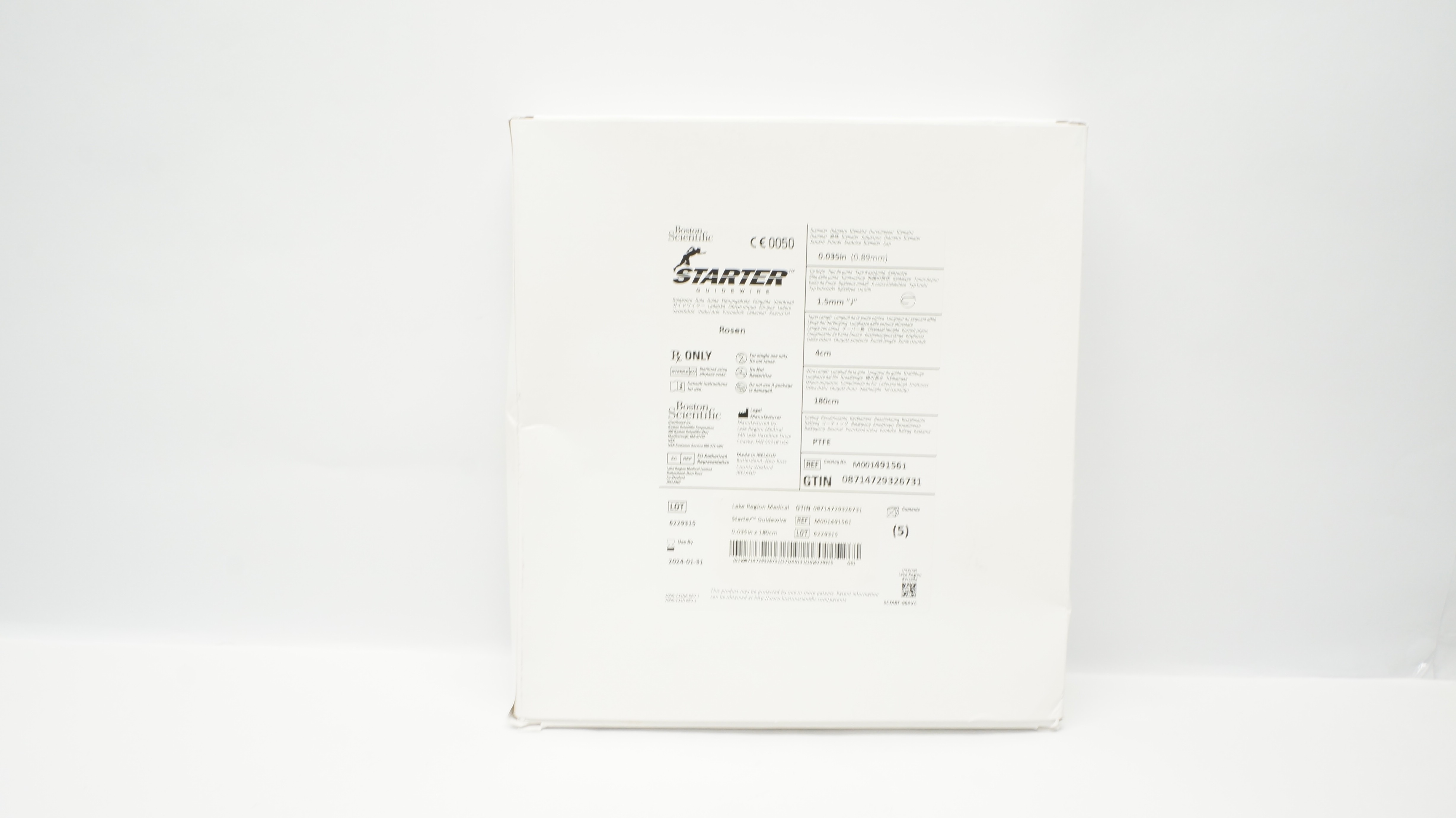 Boston Scientific M001491561 Starter Guidewire 0.035in x 180cm (x) - Box of 5