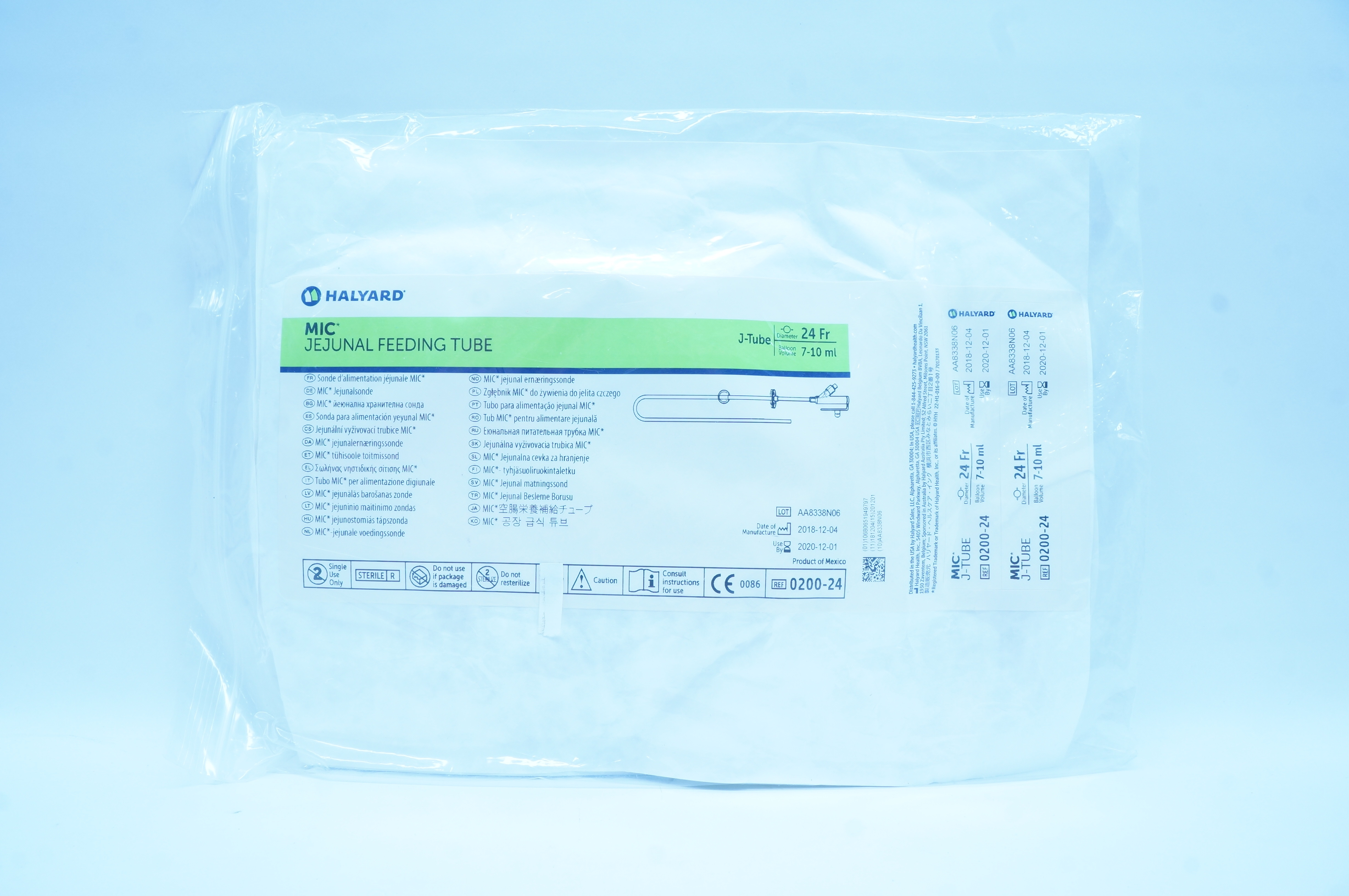 Halyard 0200-24 MIC Jejunal Feeding Tube, J-Tube 24Fr x 7-10 ml (x)