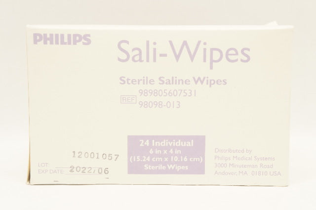 Philips 98098-013 Sali-Wipes Sterile Saline Wipes 6 inch x 4 inch (x)- Box of 24