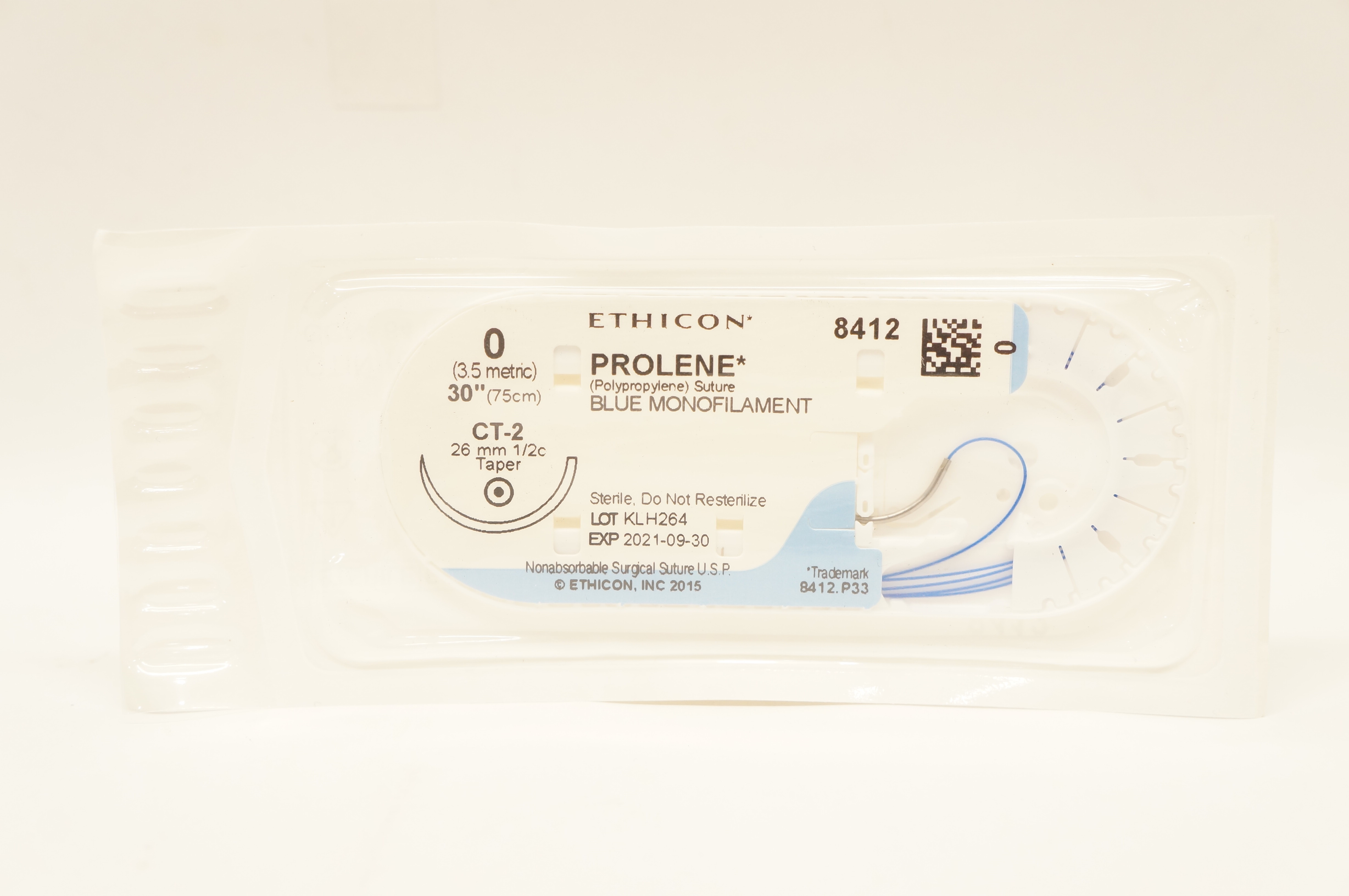 Ethicon 8412 0 PROLENE Polypropylene Stre CT-2 26mm 1/2c Taper 30 inch (x)