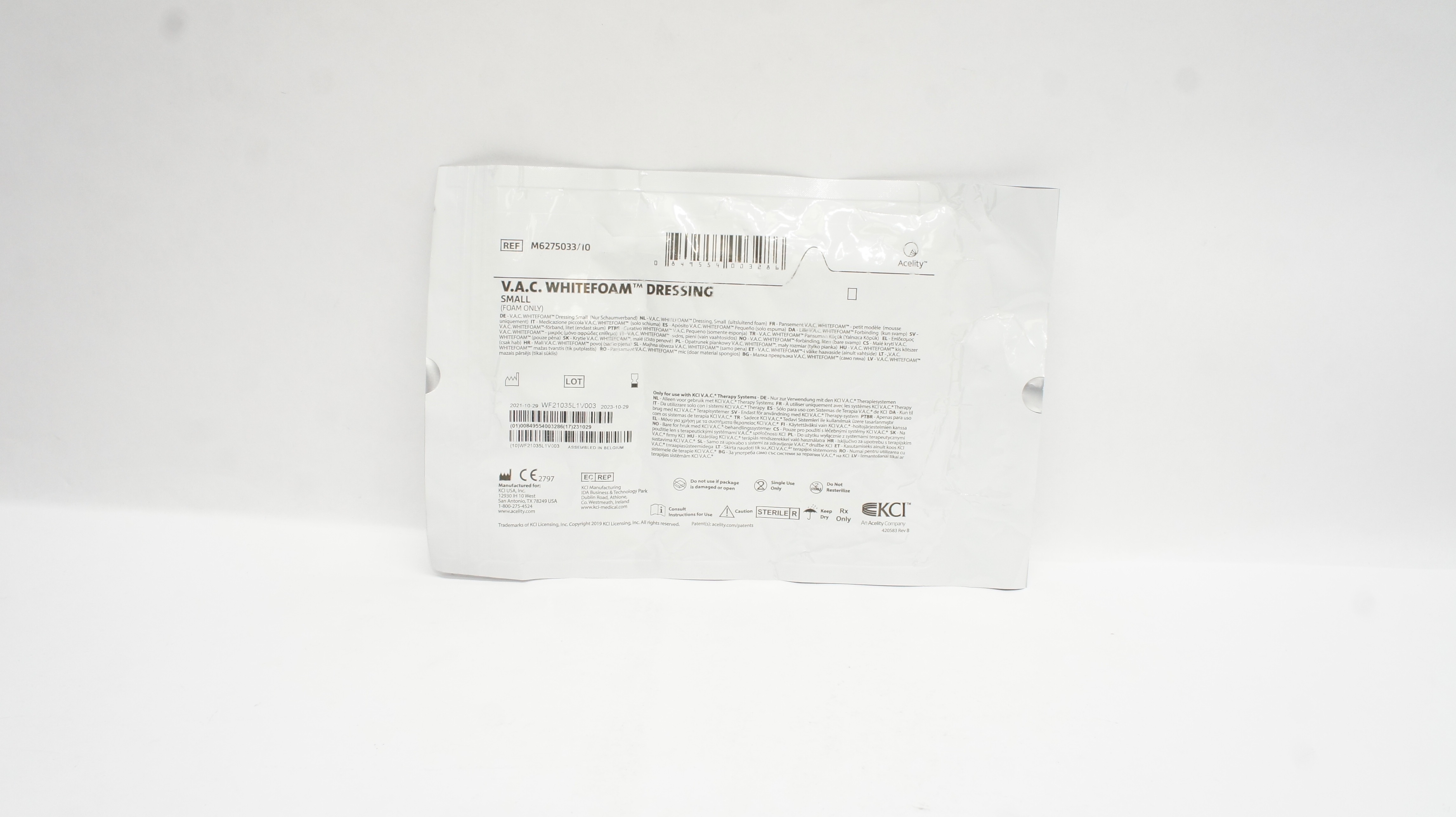 KCI M6275033/10 Acelity V.A.C. Whitefoam Dressing, Small (x)